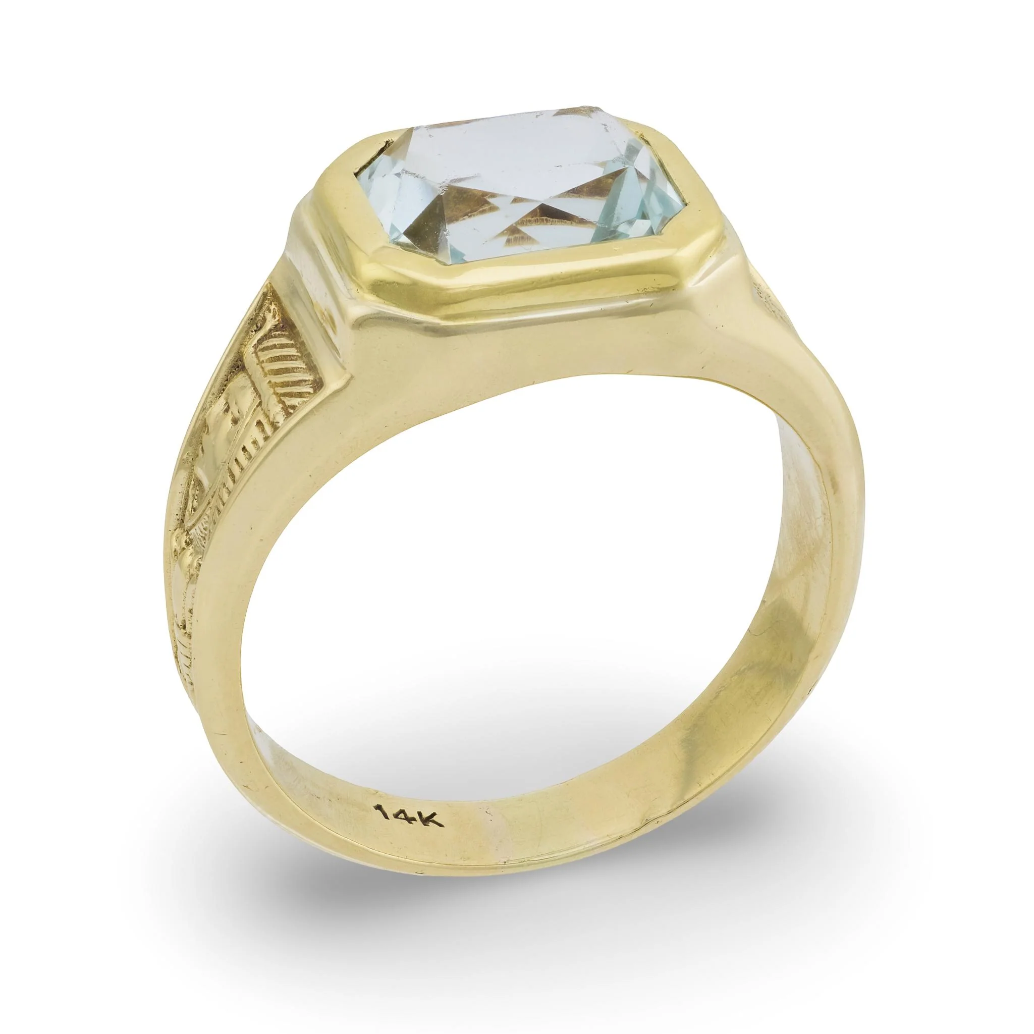 Edwardian 14k Aqua Cocktail Ring - Image 4