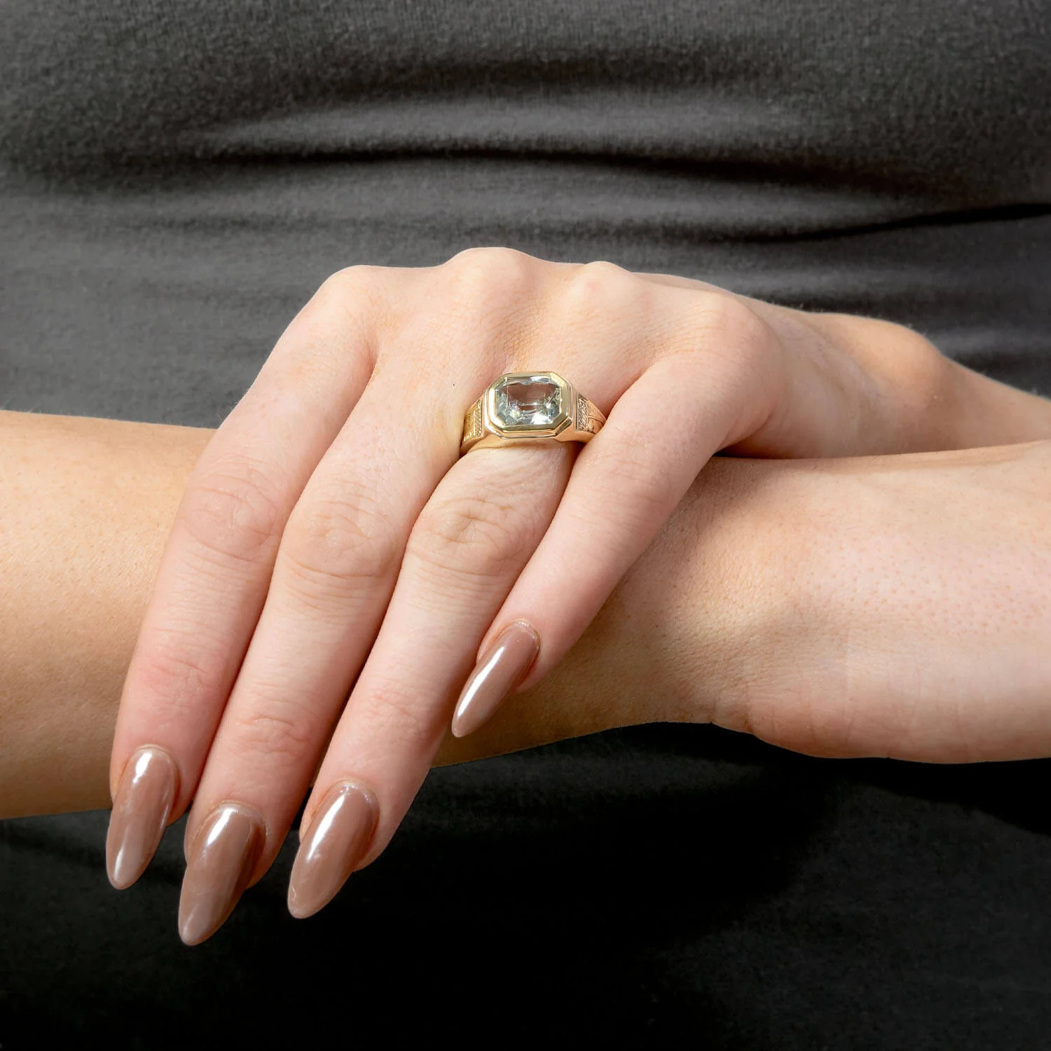 Edwardian 14k Aqua Cocktail Ring - Image 6