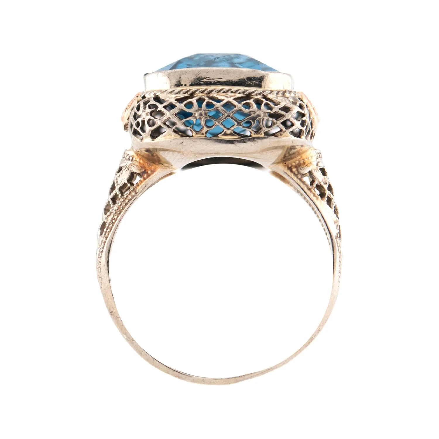 Edwardian 14k Blue Topaz Ring - Image 4