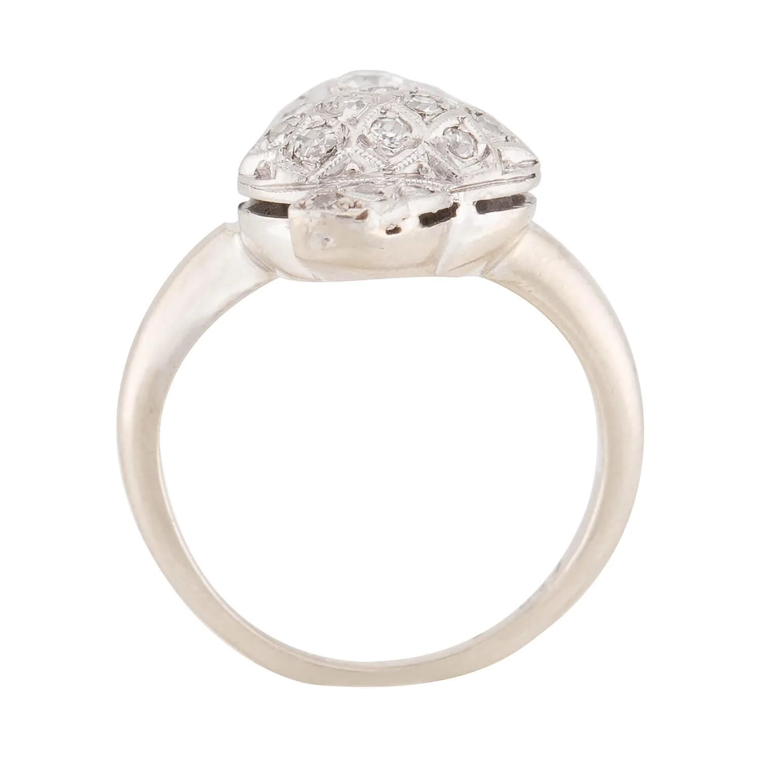 Edwardian 14k Diamond Acorn Motif Ring - Image 4
