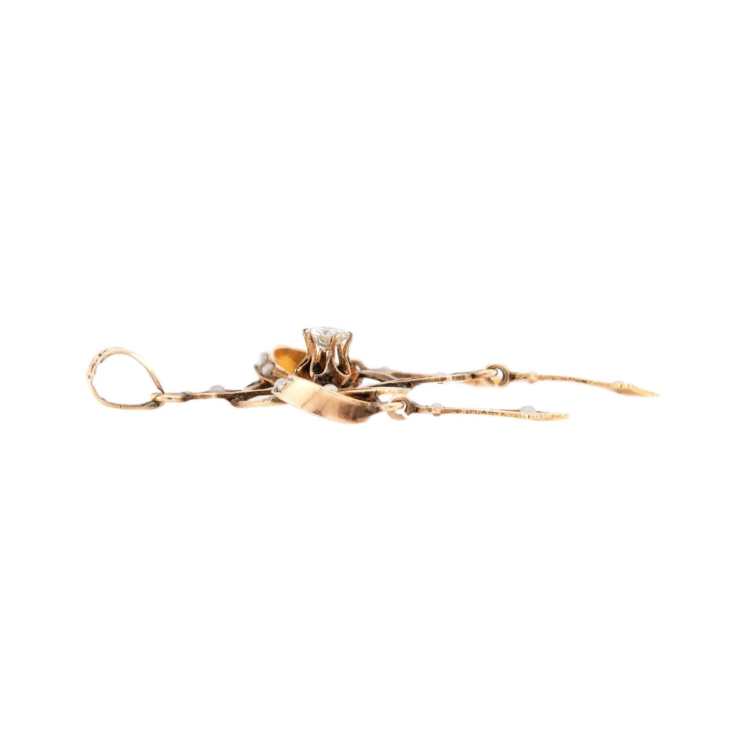 Edwardian 14k Diamond and Pearl Lavalier Pendant - Image 2