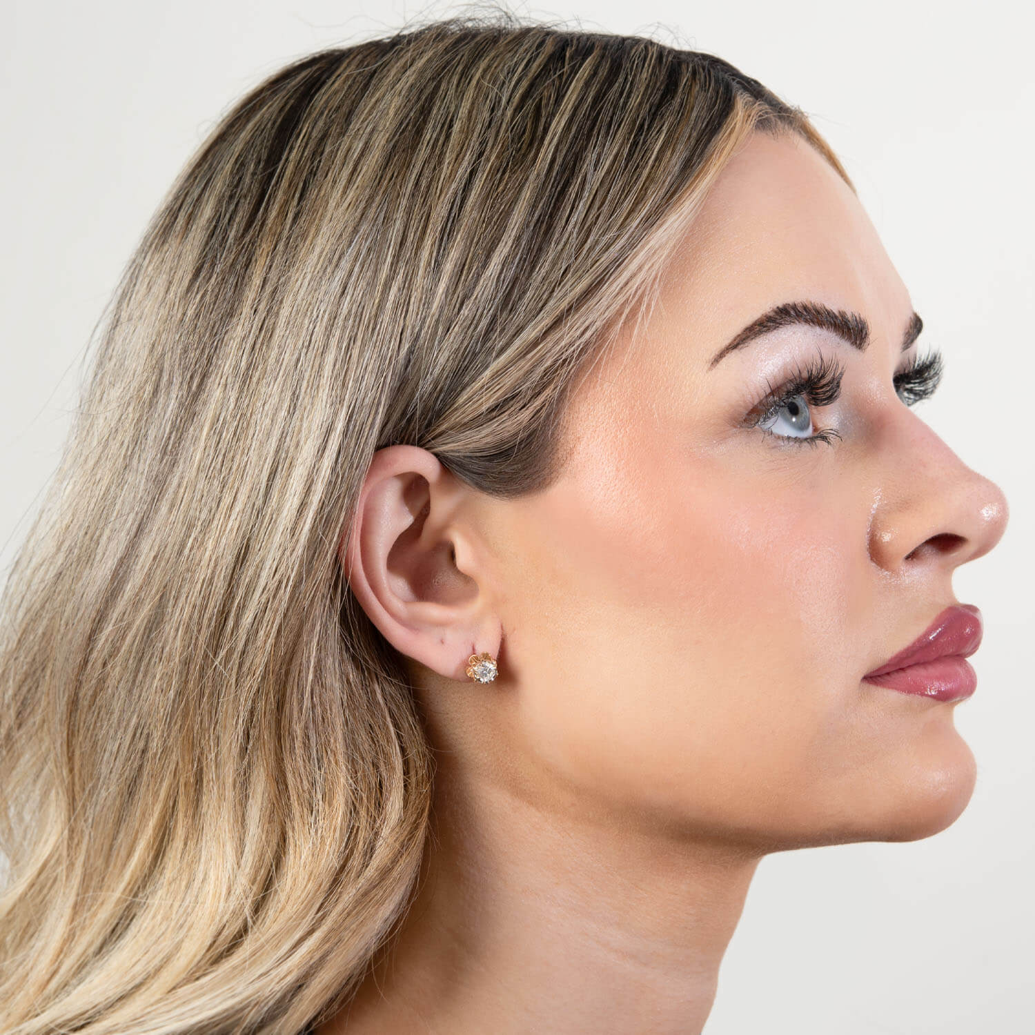 Edwardian 14k Diamond Stud Earrings - Image 4