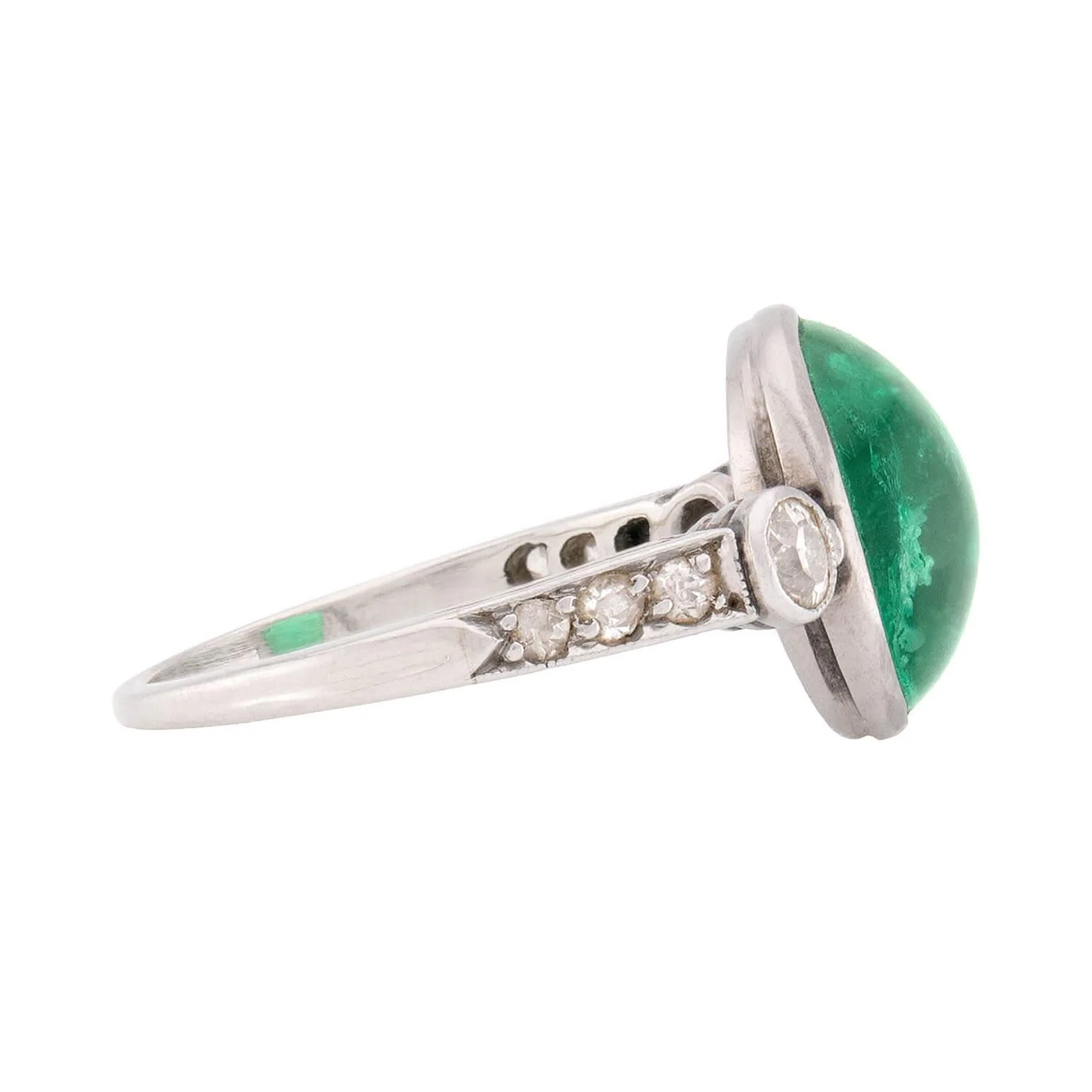 Edwardian 14k Emerald and Diamond Ring - Image 3
