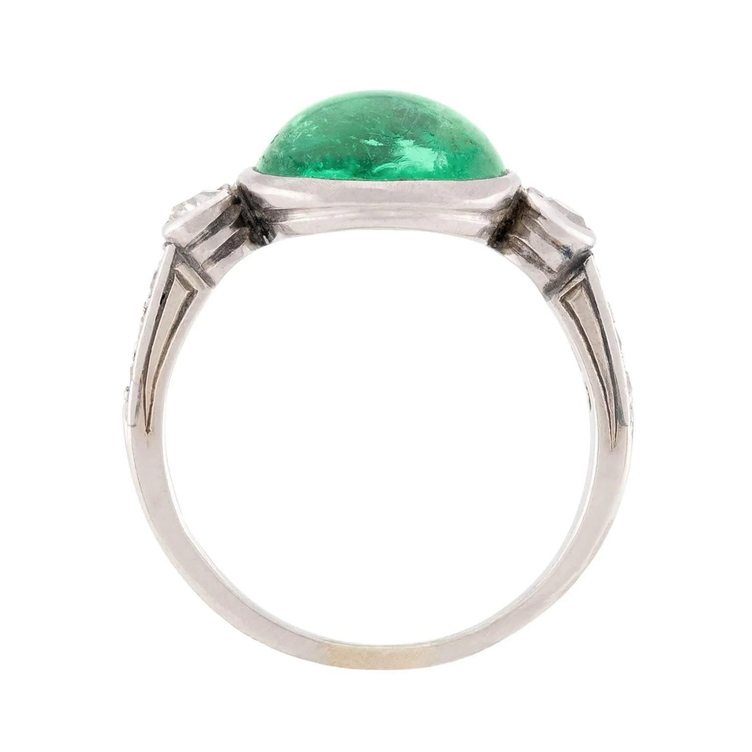 Edwardian 14k Emerald and Diamond Ring - Image 4