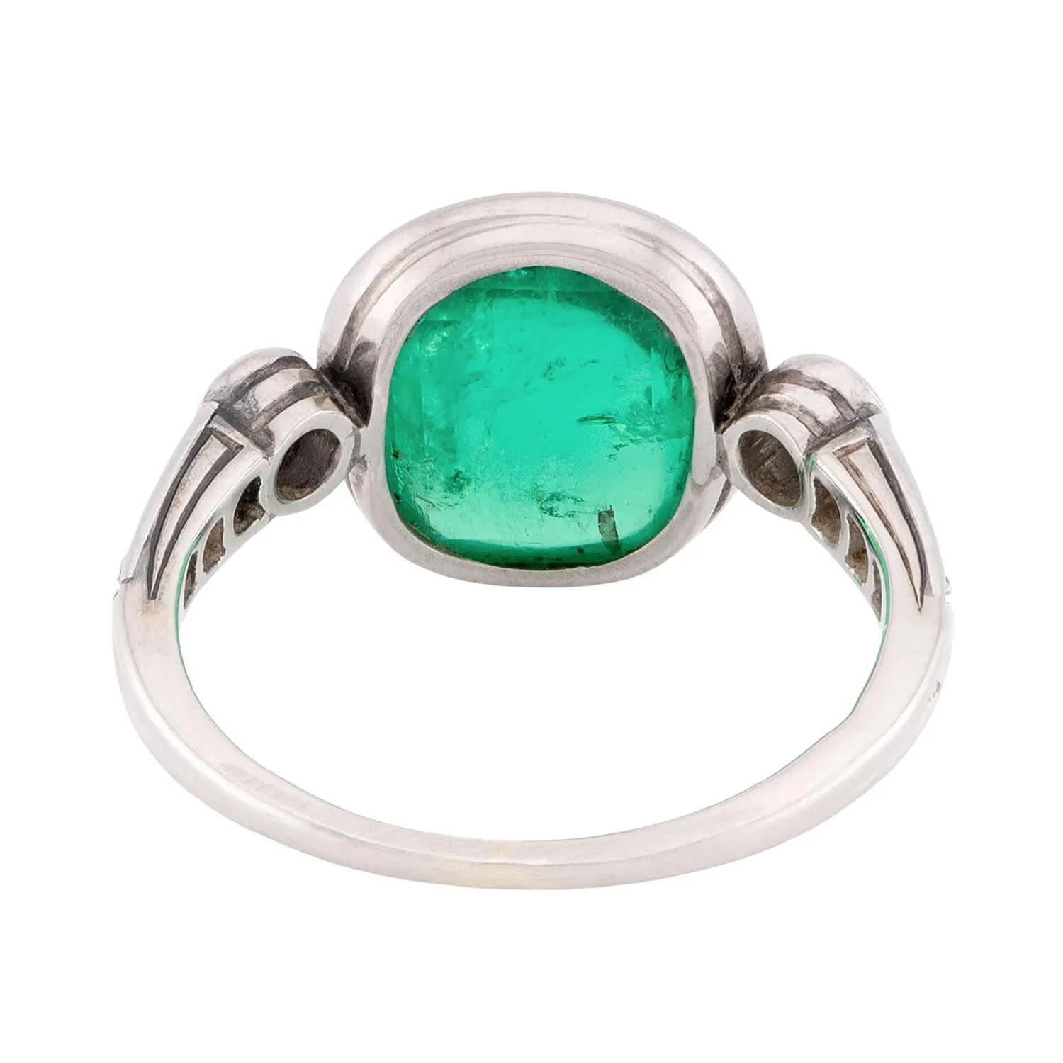 Edwardian 14k Emerald and Diamond Ring - Image 5