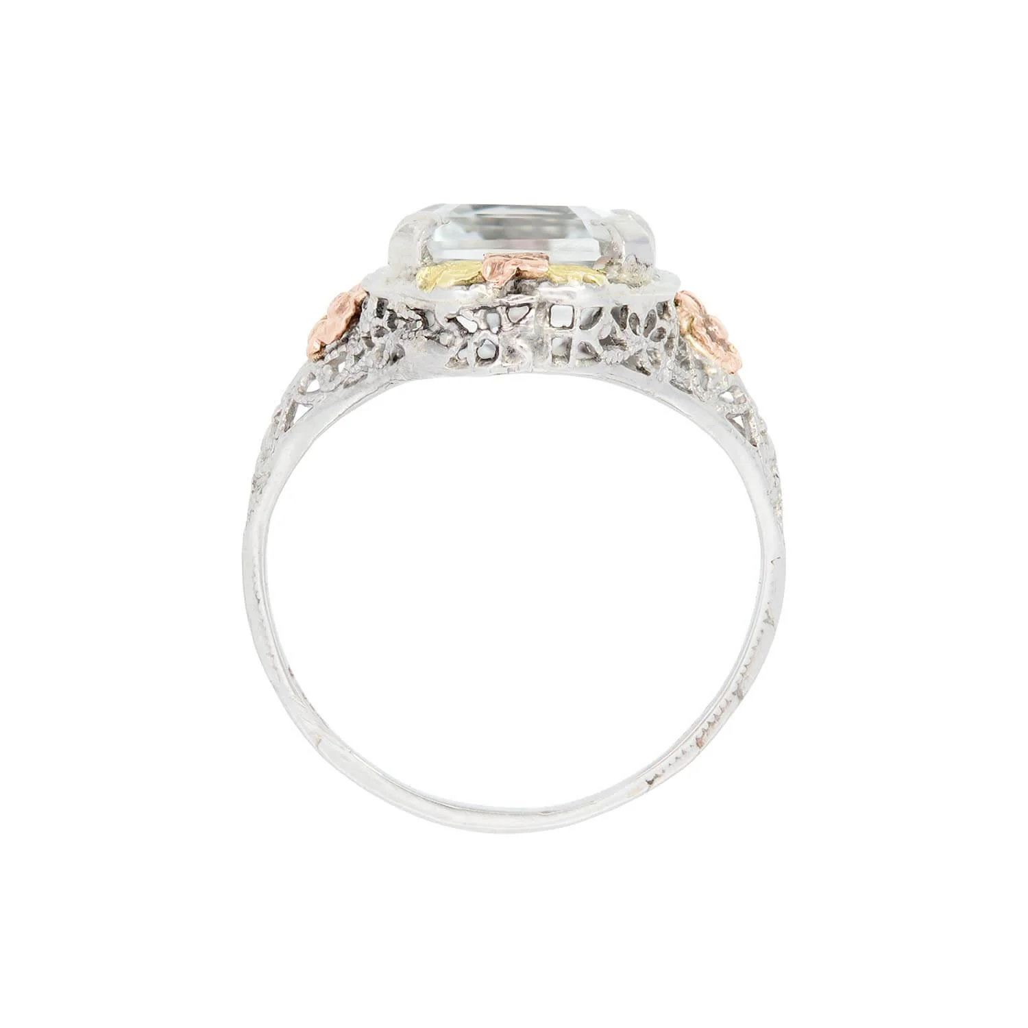 Edwardian 14k Mixed Metal White Topaz Ring - Image 4