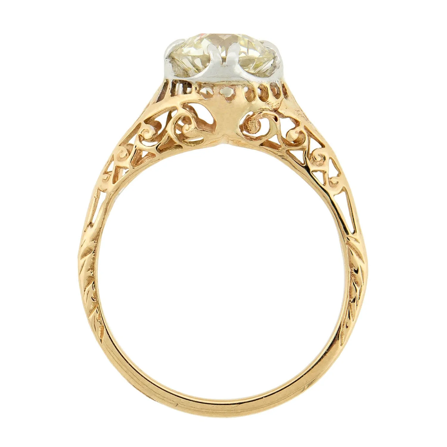 Edwardian 14k Mixed Metals Diamond Engagement Ring 1.57ct - Image 3