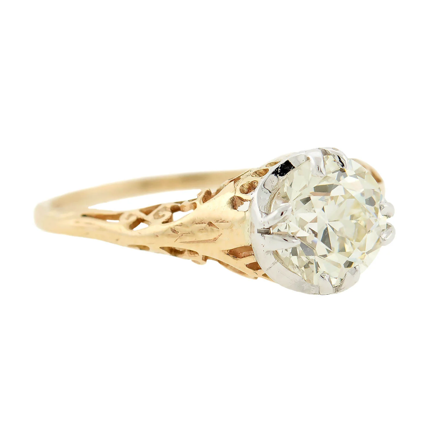 Edwardian 14k Mixed Metals Diamond Engagement Ring 1.57ct - Image 4