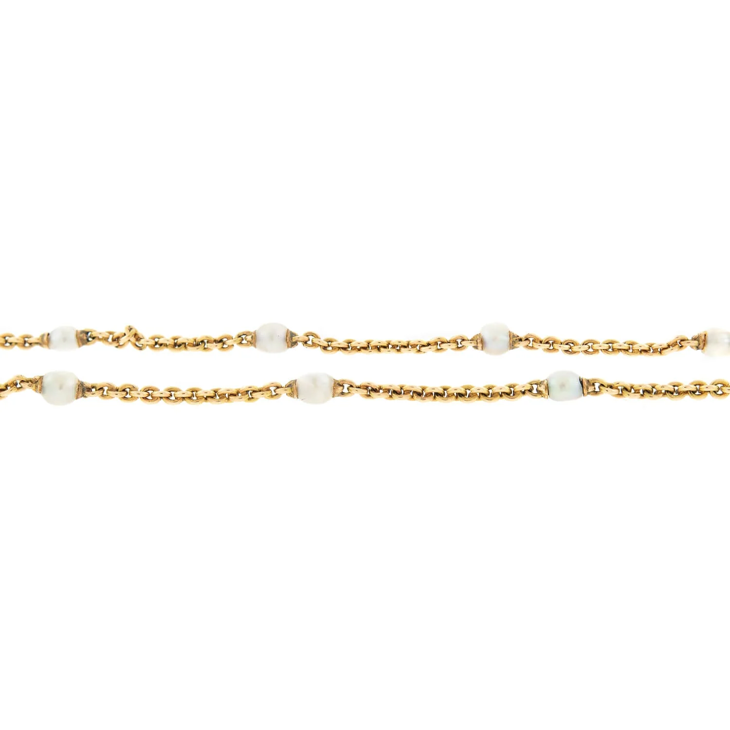 Edwardian 14k Natural Grey Pearl Chain Necklace 32.5" - Image 2