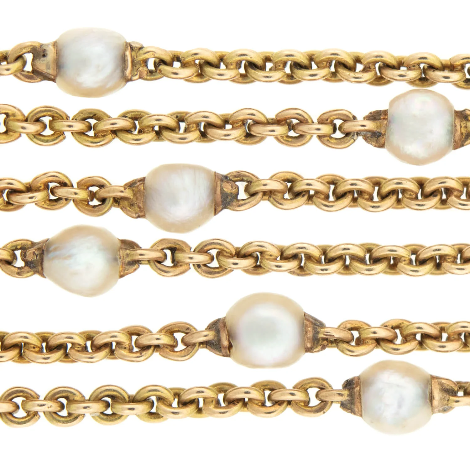 Edwardian 14k Natural Grey Pearl Chain Necklace 32.5" - Image 3