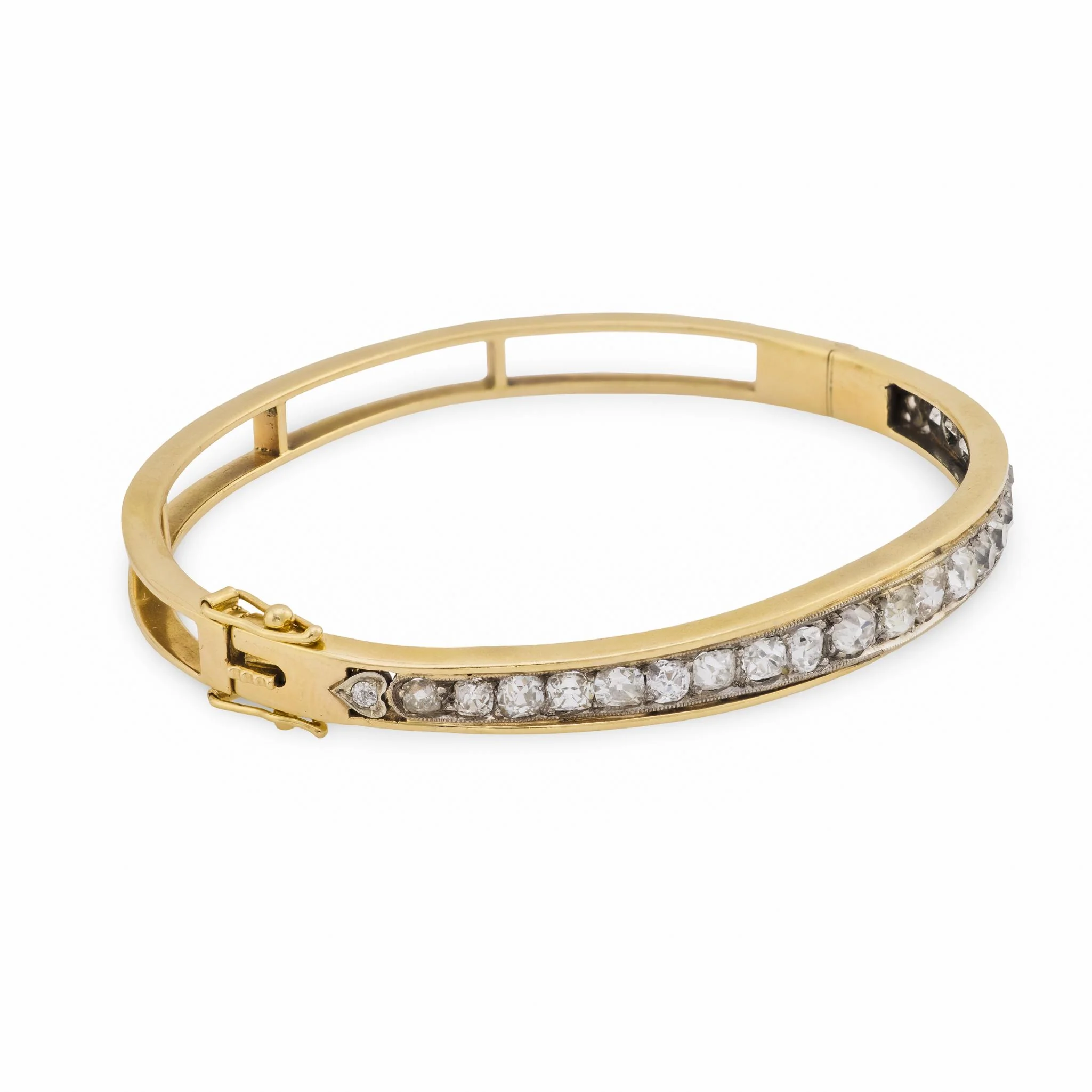 Edwardian 14k/Platinum 3.25ctw Diamond Bangle - Image 2