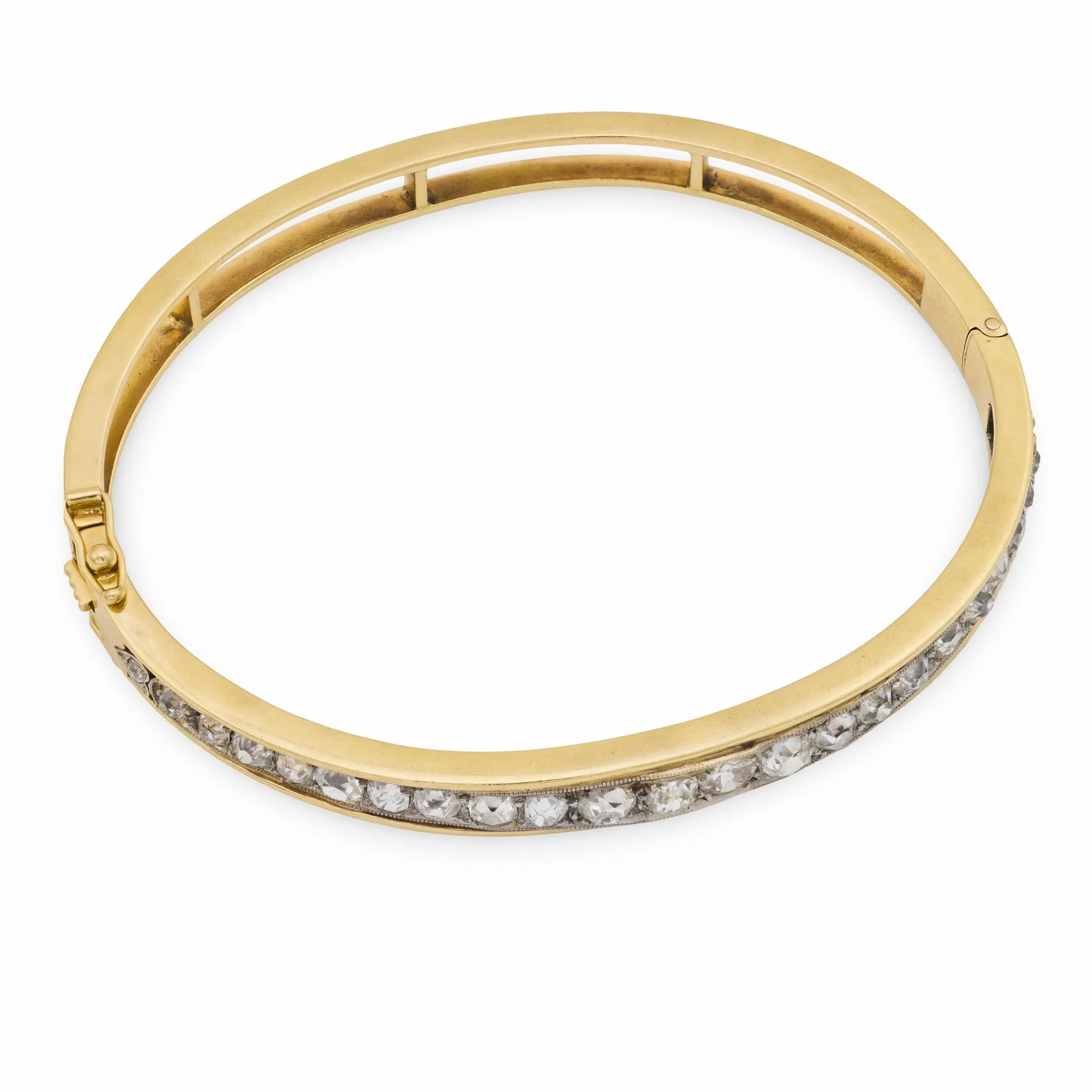 Edwardian 14k/Platinum 3.25ctw Diamond Bangle - Image 3
