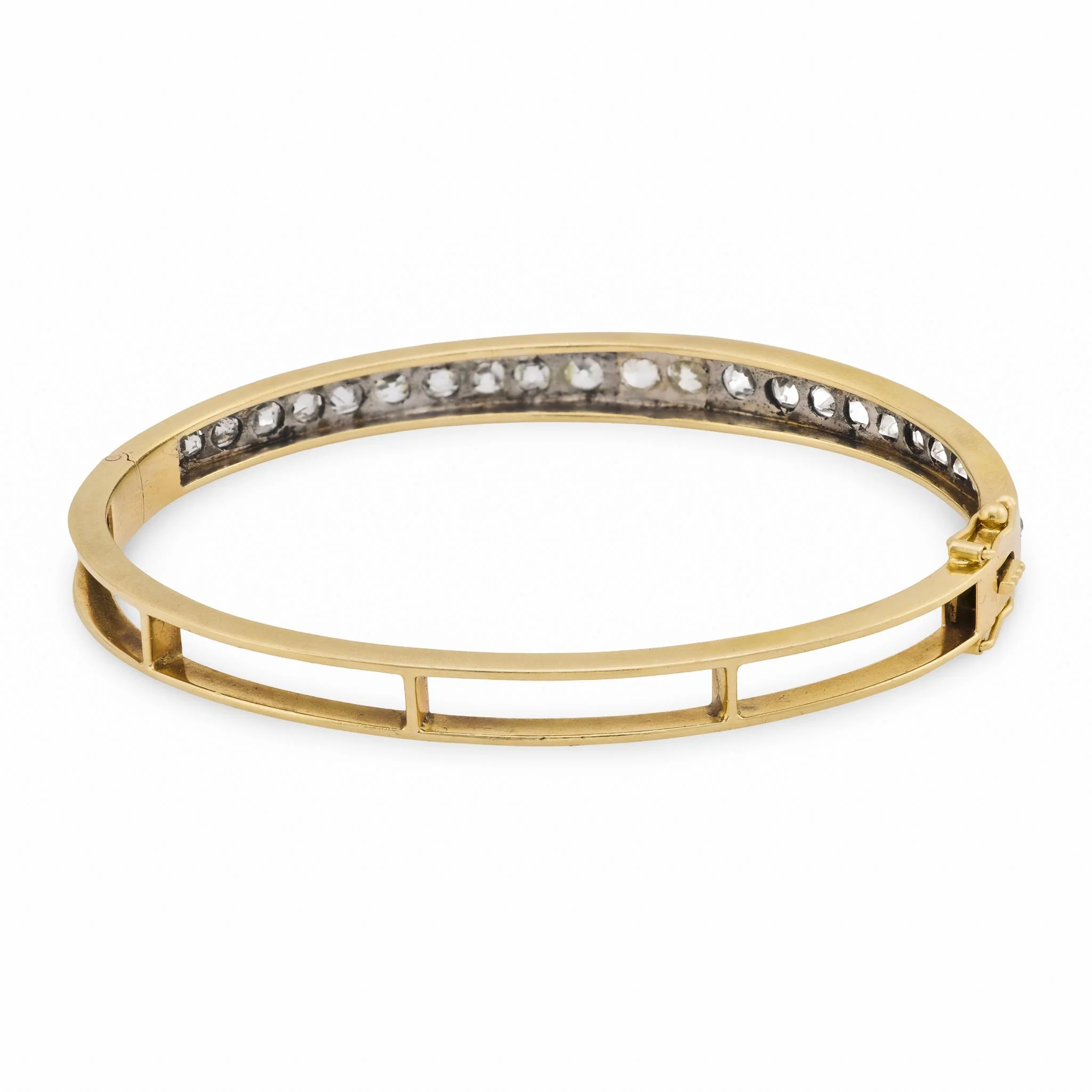 Edwardian 14k/Platinum 3.25ctw Diamond Bangle - Image 4