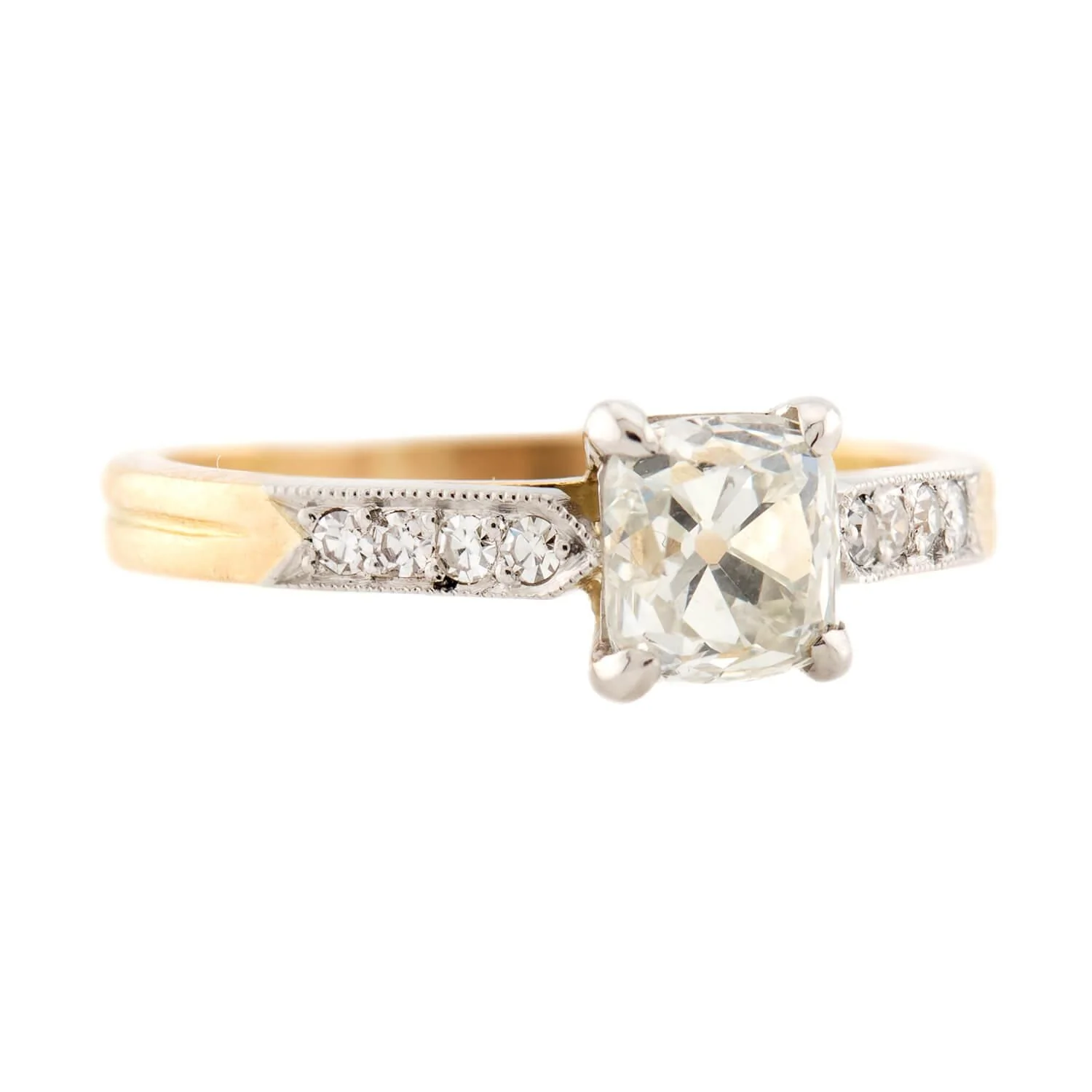 Edwardian 14k/Platinum Peruzzi Diamond Ring 1.10ct - Image 2