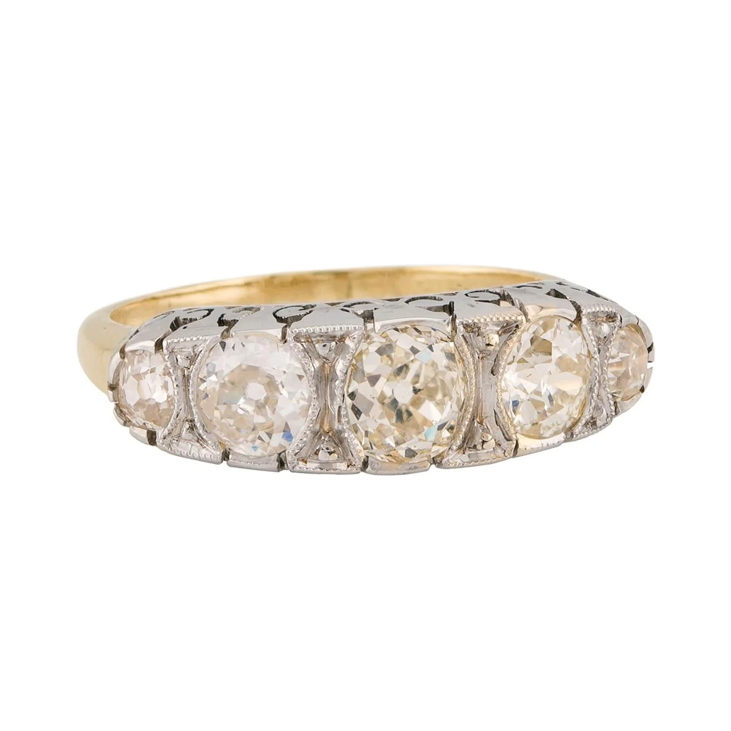 Edwardian 14k/Platinum Diamond Five Stone Ring - Image 2