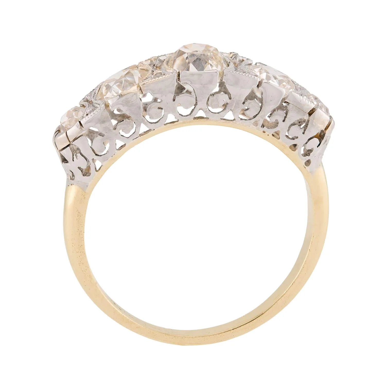 Edwardian 14k/Platinum Diamond Five Stone Ring - Image 5