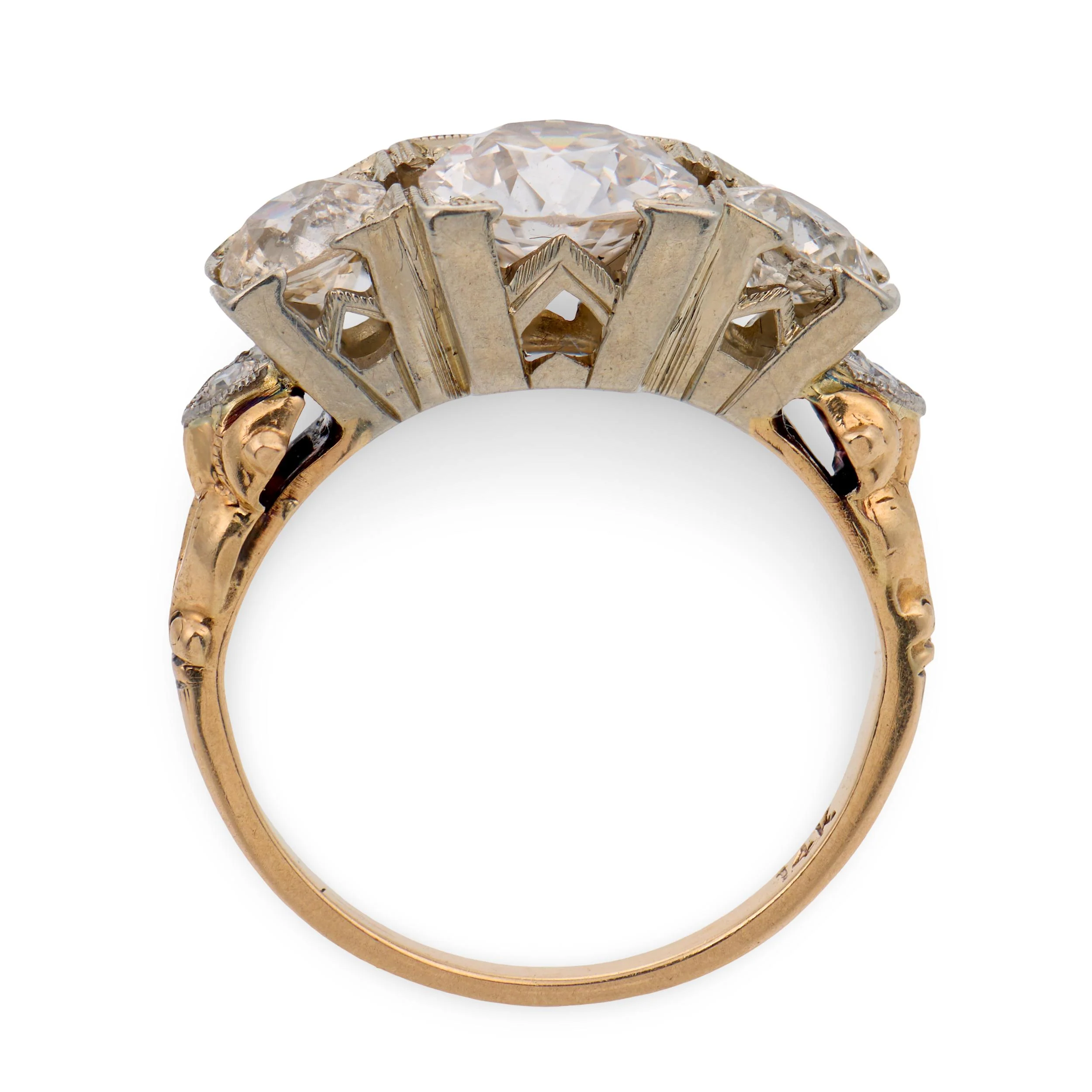 Edwardian 14k/Platinum Diamond Three Stone Ring - Image 4