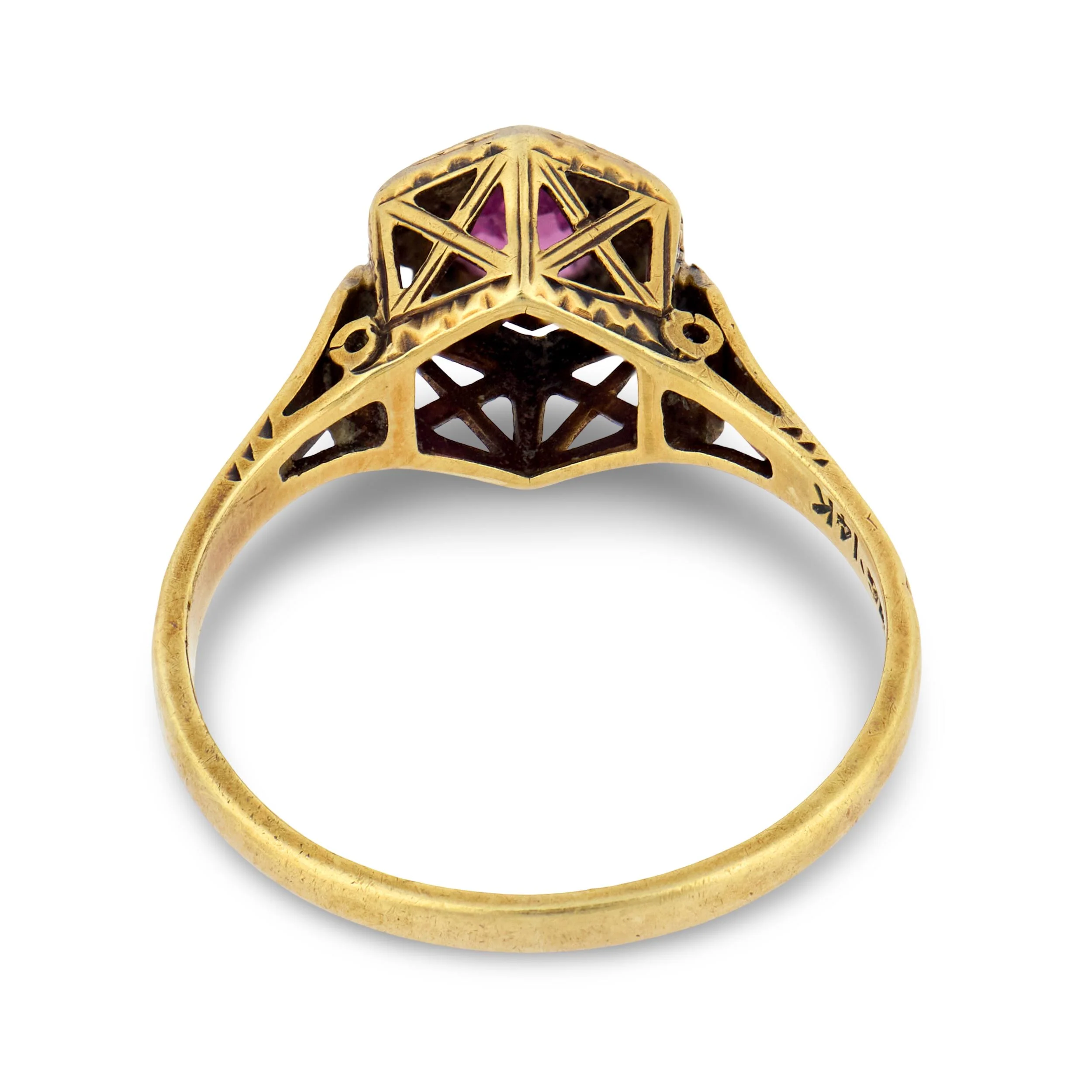 Edwardian 14k/Platinum Pink Sapphire Ring - Image 5