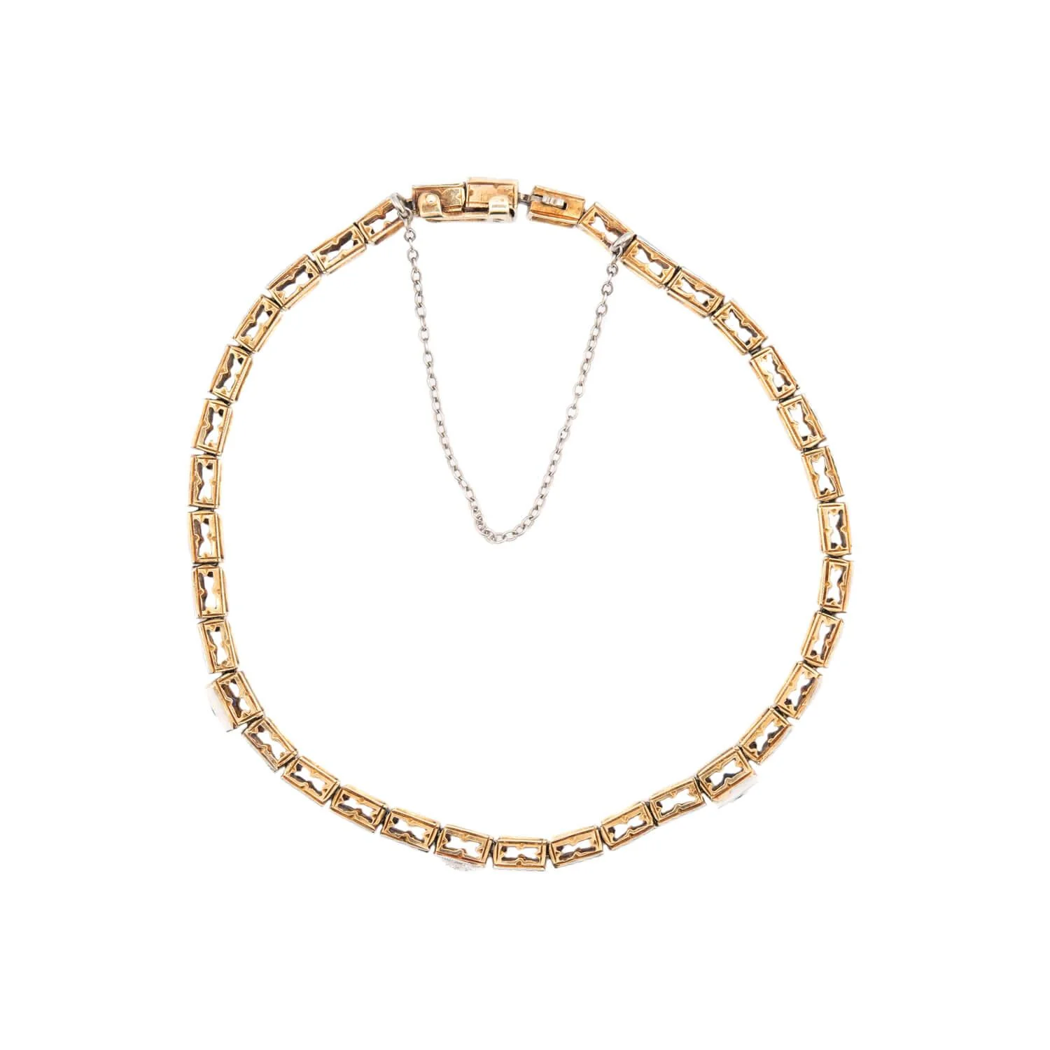 Edwardian 14k/Platinum Sapphire and Diamond Line Bracelet - Image 3