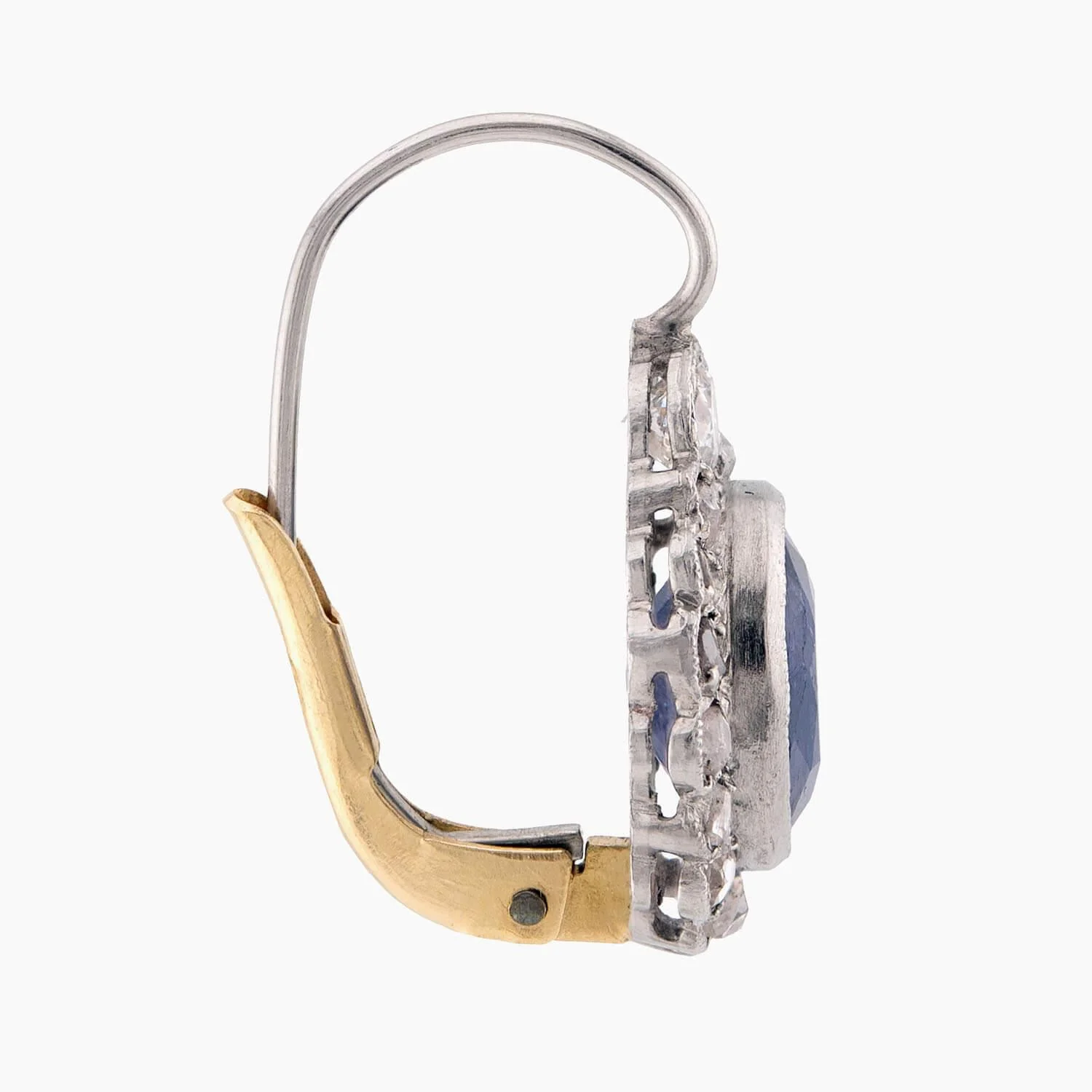 Edwardian 14k/Platinum Sapphire & Diamond Halo Earrings - Image 2