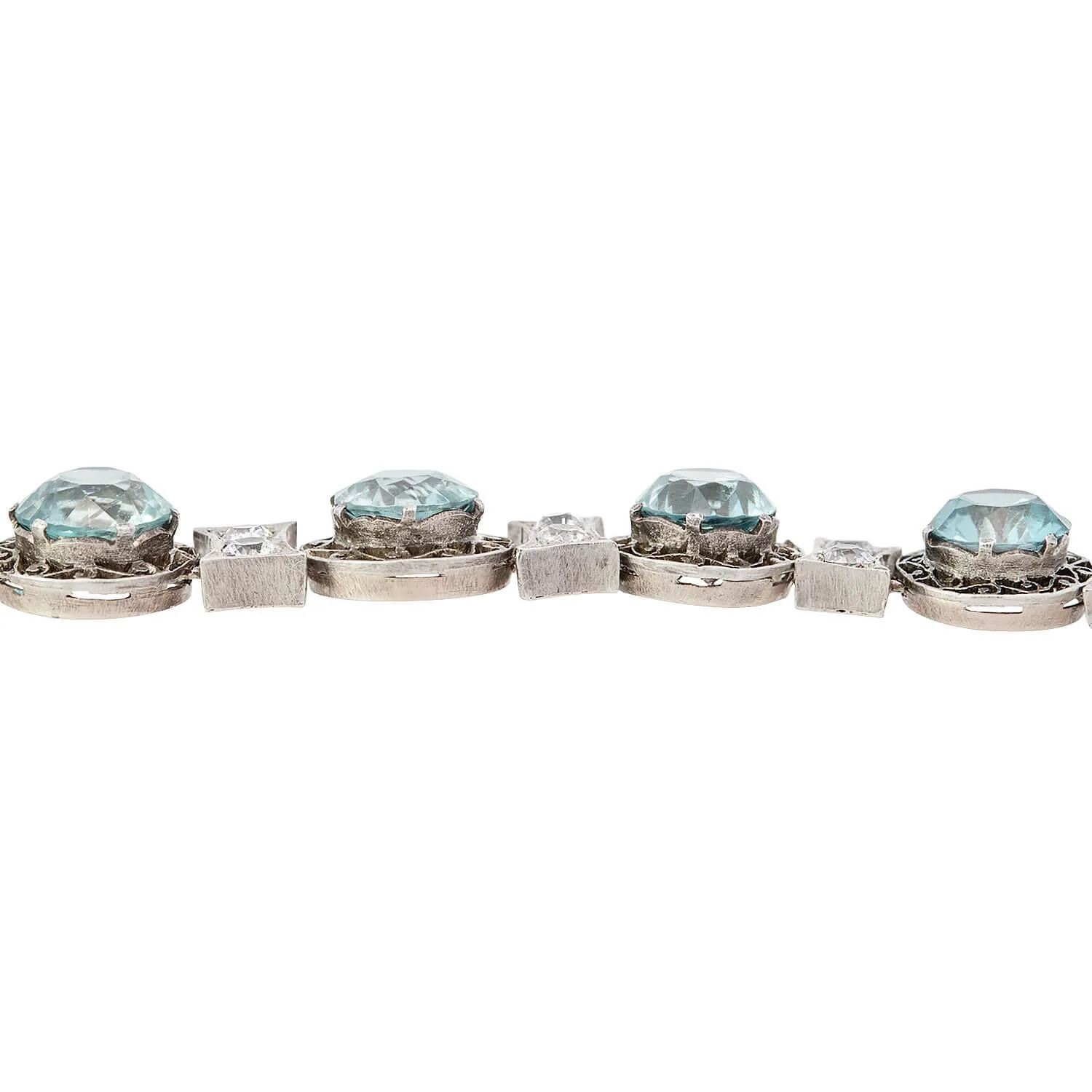 Edwardian 14k/Silver Diamond and Zircon Bracelet - Image 2