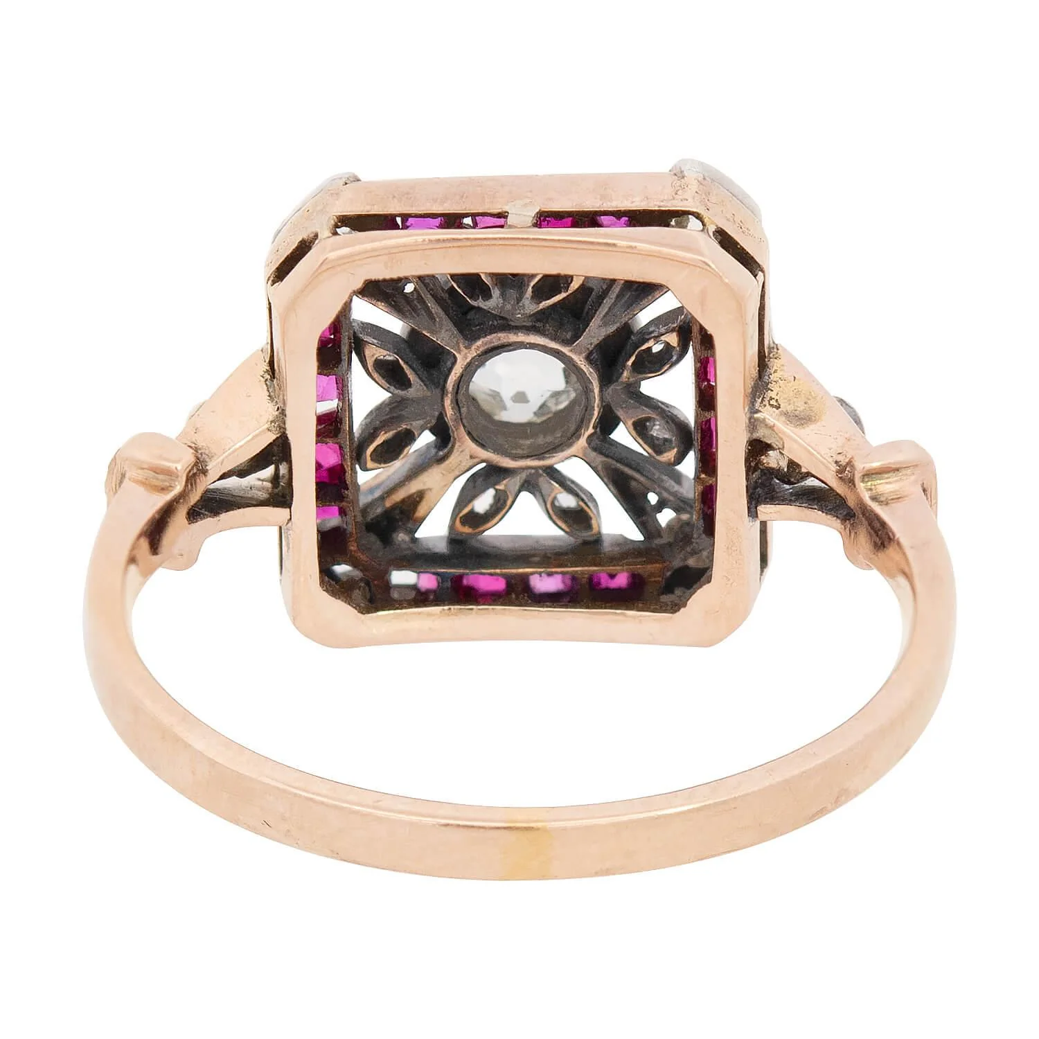 Edwardian 14k/Sterling Silver Diamond and Ruby Ring - Image 5