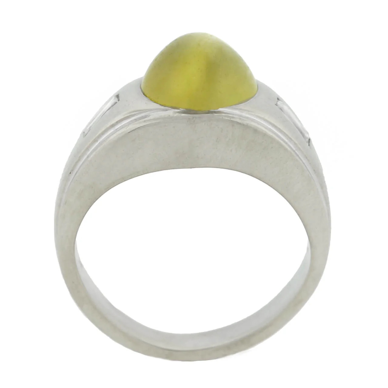 Edwardian 14kt Cat's Eye Chrysoberyl + Diamond Ring - Image 4