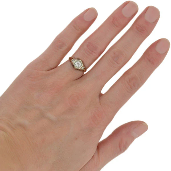 Edwardian Mixed Metals Diamond Engage Ring 0.50ctw - Image 8