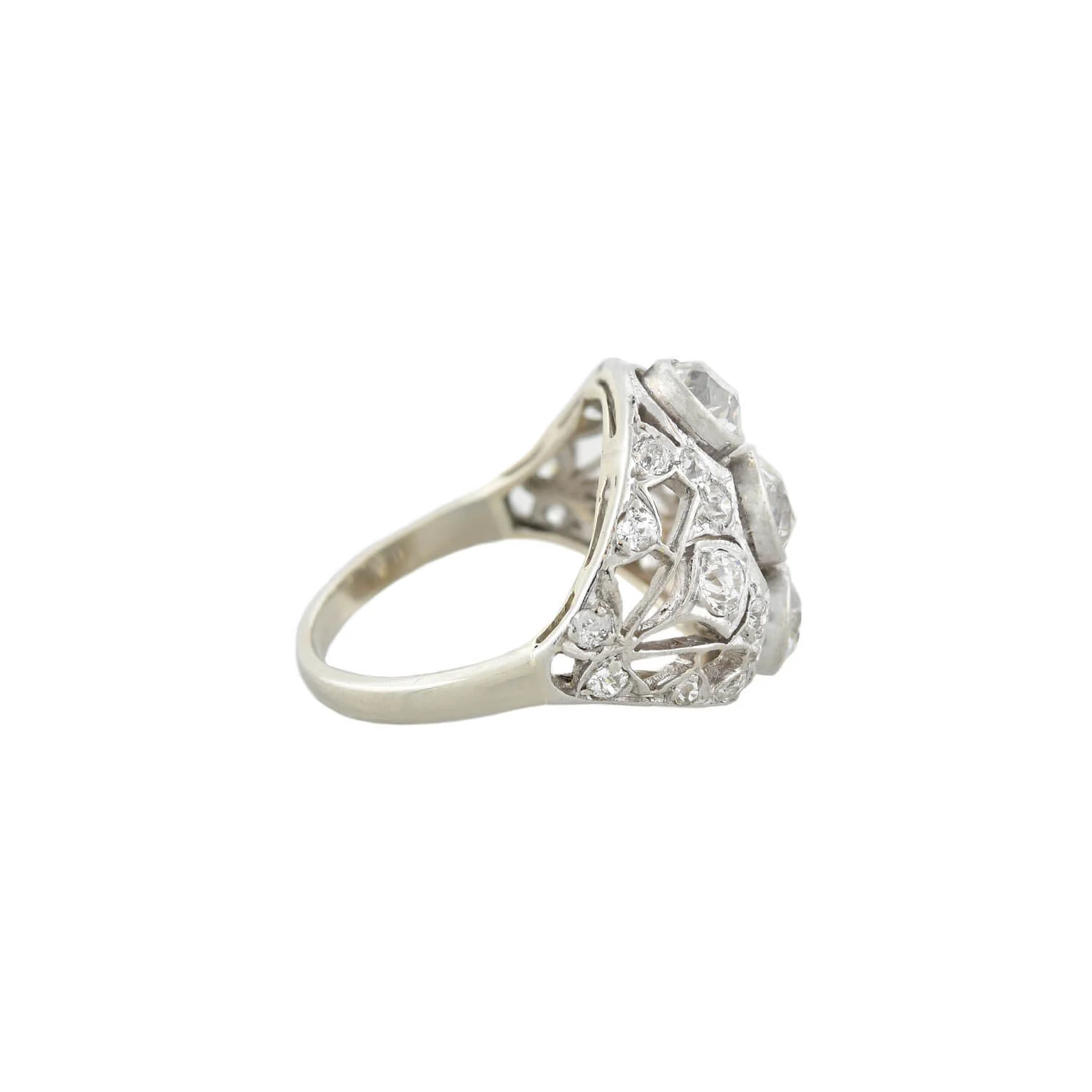 Edwardian 14kt+Platinum Diamond Dome Ring 2ctw - Image 2