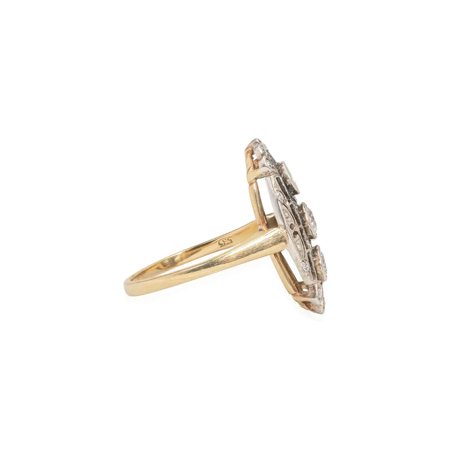 Edwardian 14kt/Sterling 3-Stone Diamond Ring - Image 2