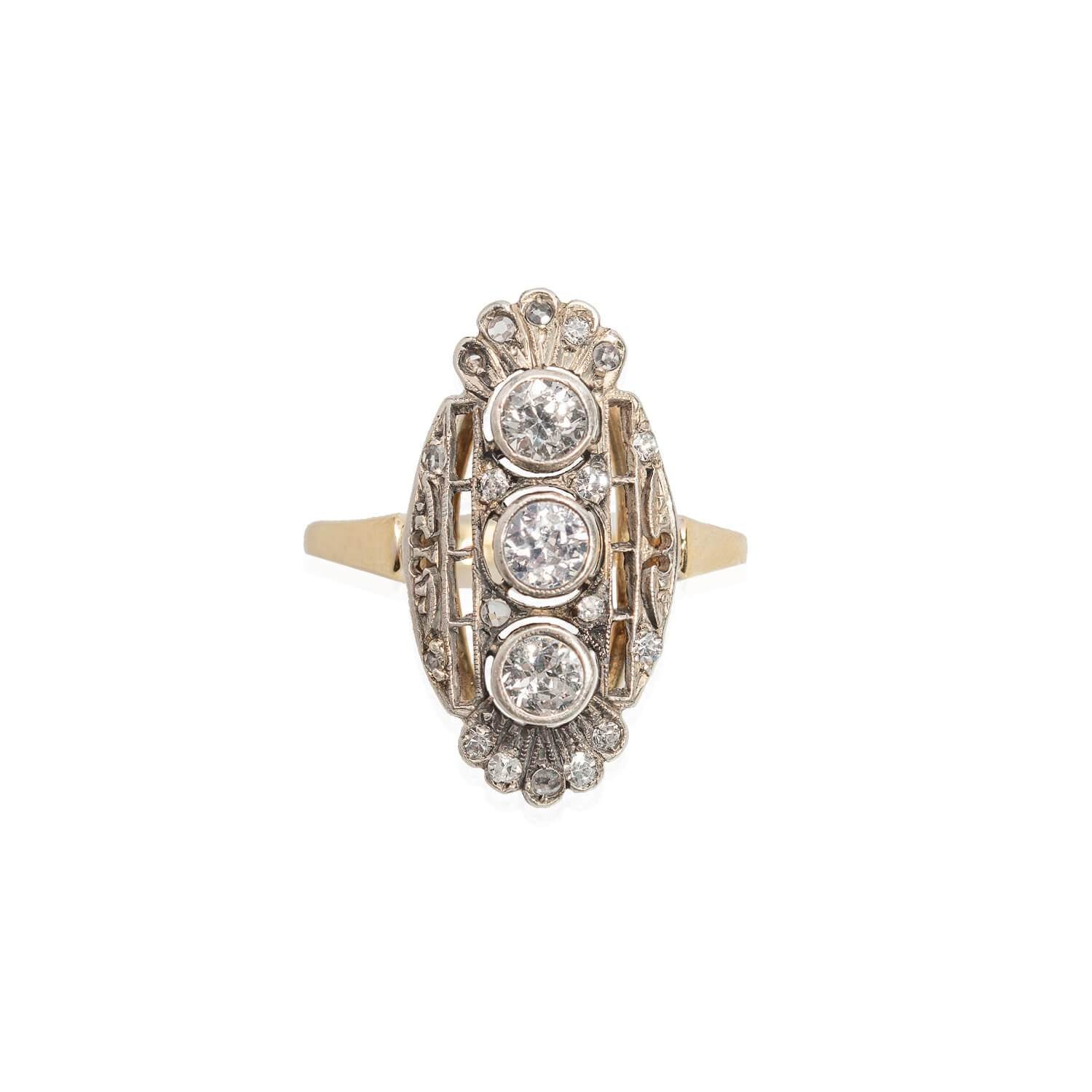 Edwardian 14kt/Sterling 3-Stone Diamond Ring - Image 4