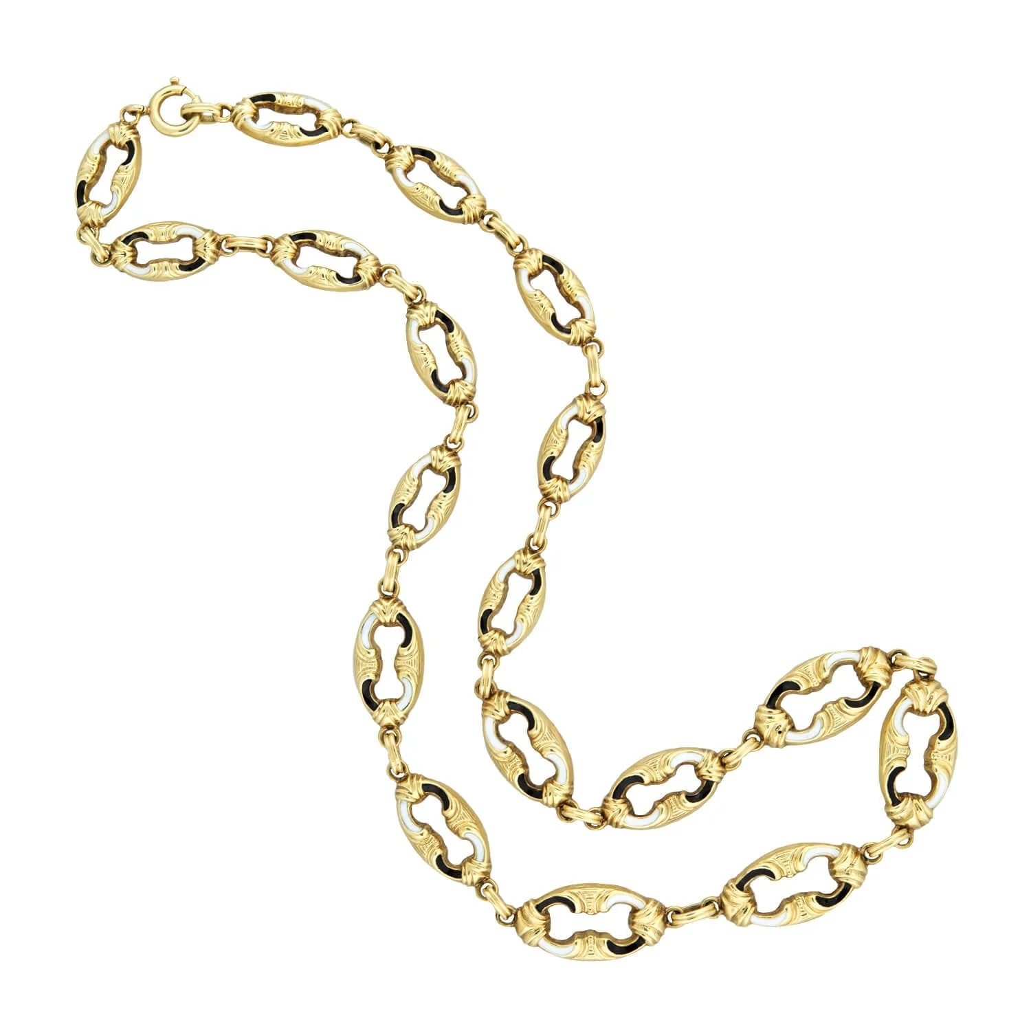 Edwardian 14kt Swiss Enamel Open Link Chain Necklace 17.5" - Image 2