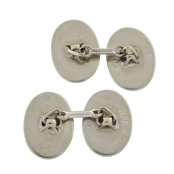 Late Art Deco 14kt Gold Diamond Cufflinks 1.00ctw - Image 4