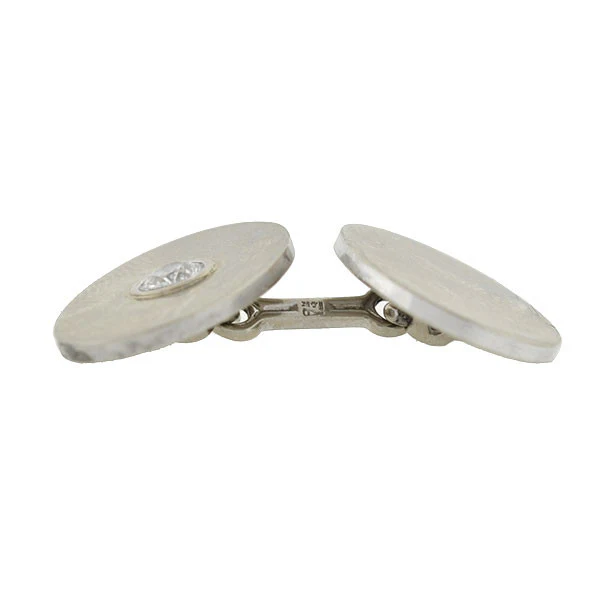 Late Art Deco 14kt Gold Diamond Cufflinks 1.00ctw - Image 5