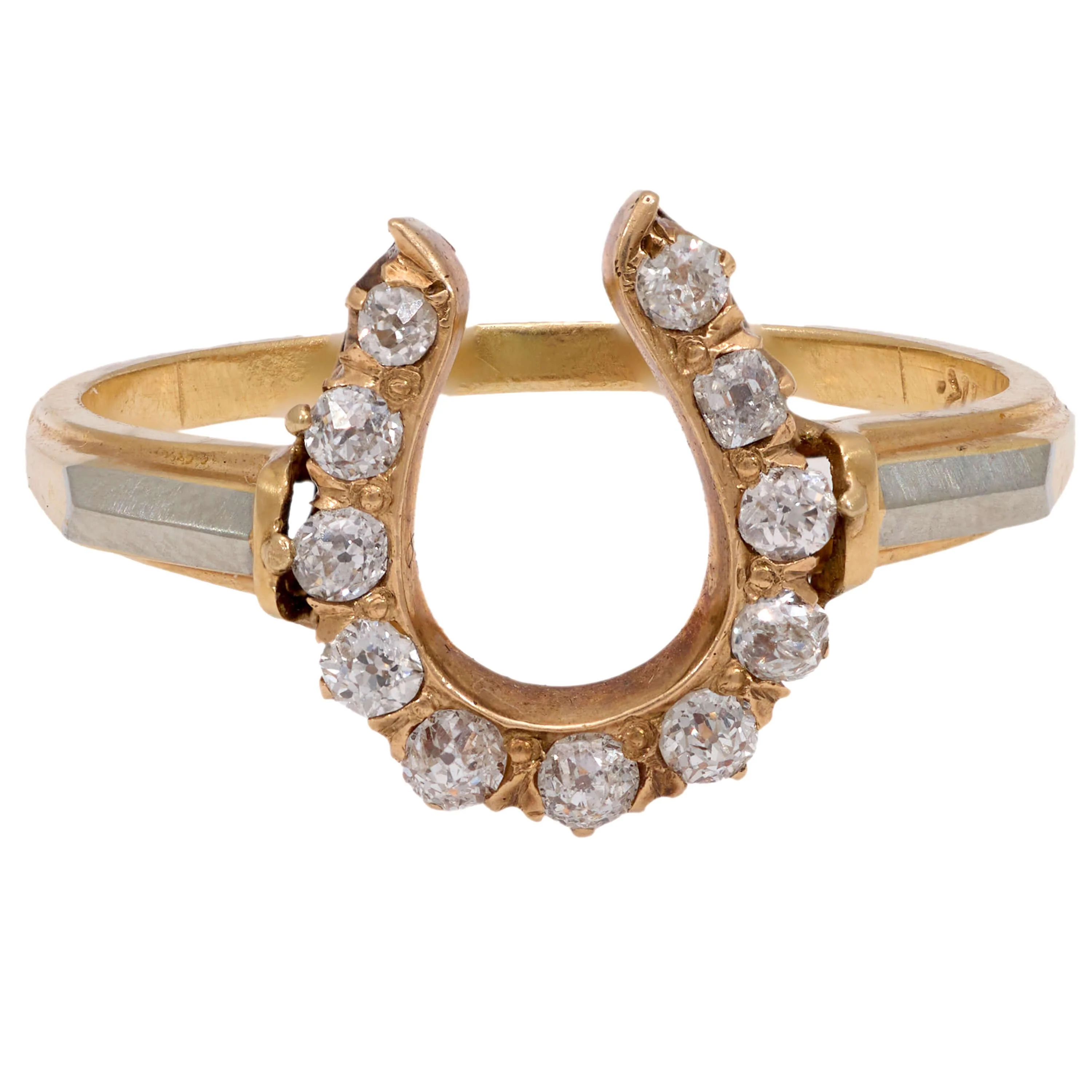 Edwardian 18k/14k Diamond Horseshoe Ring - Image 2