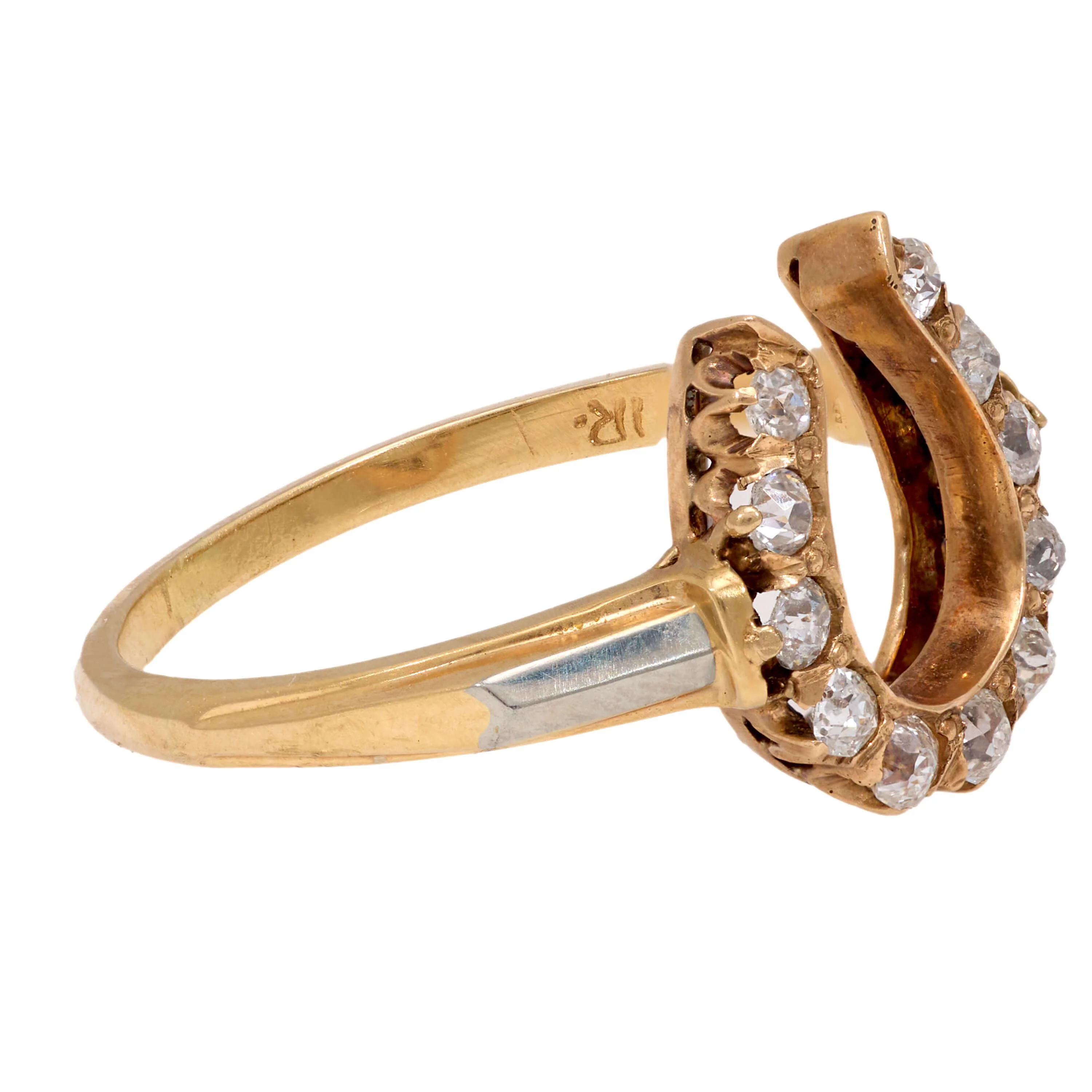 Edwardian 18k/14k Diamond Horseshoe Ring - Image 3