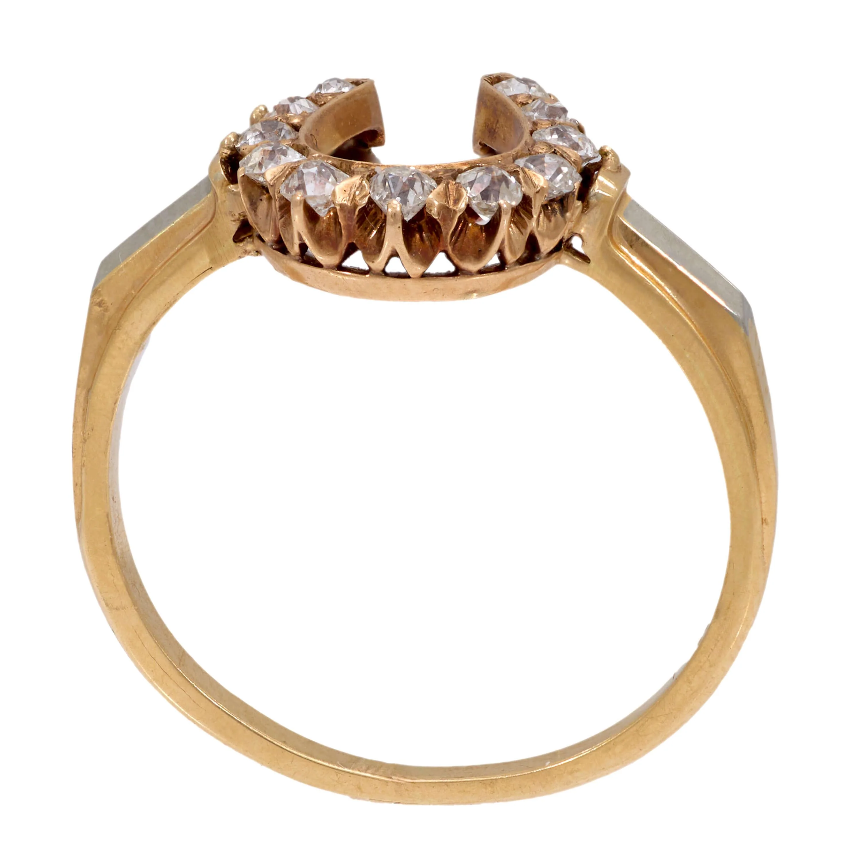Edwardian 18k/14k Diamond Horseshoe Ring - Image 4