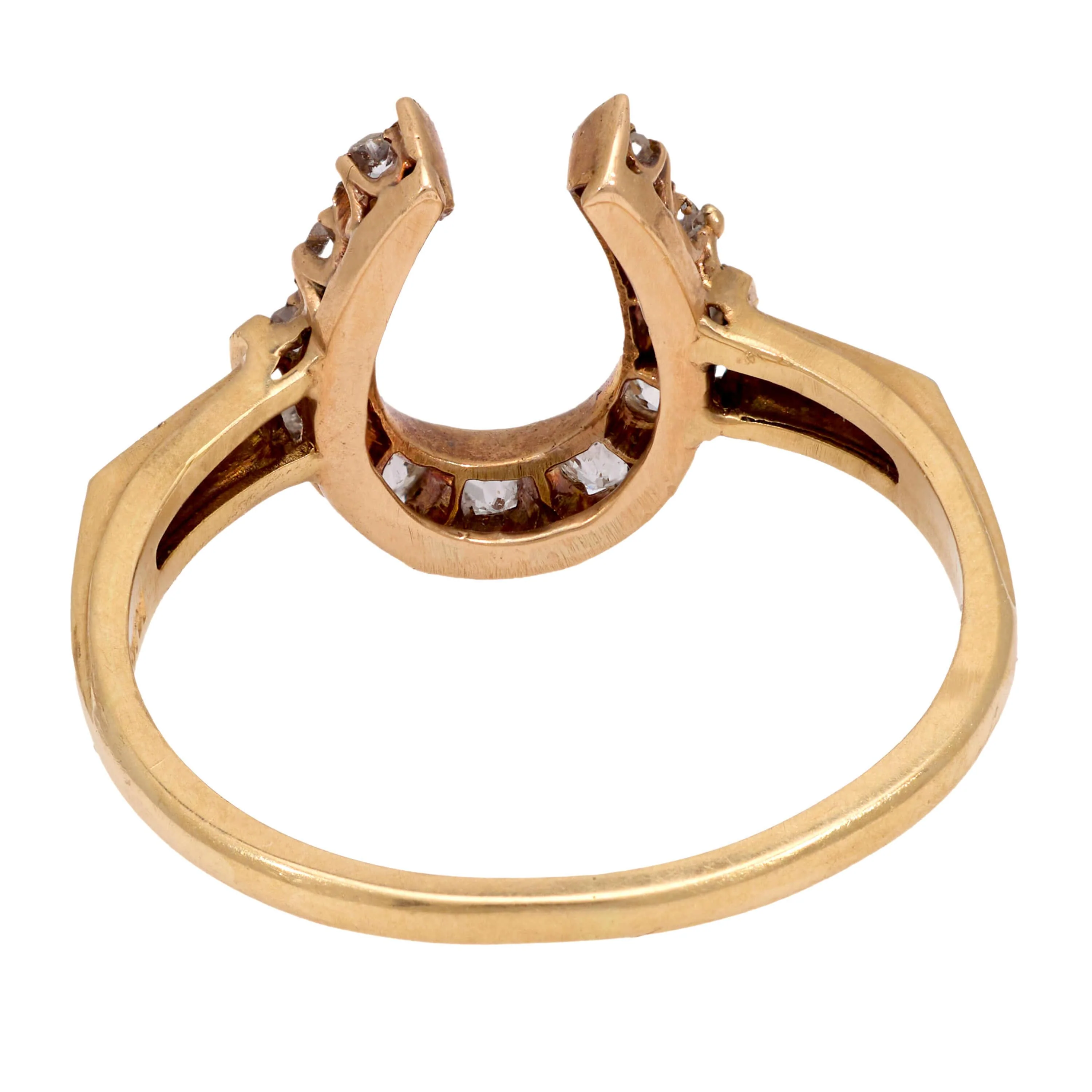 Edwardian 18k/14k Diamond Horseshoe Ring - Image 5