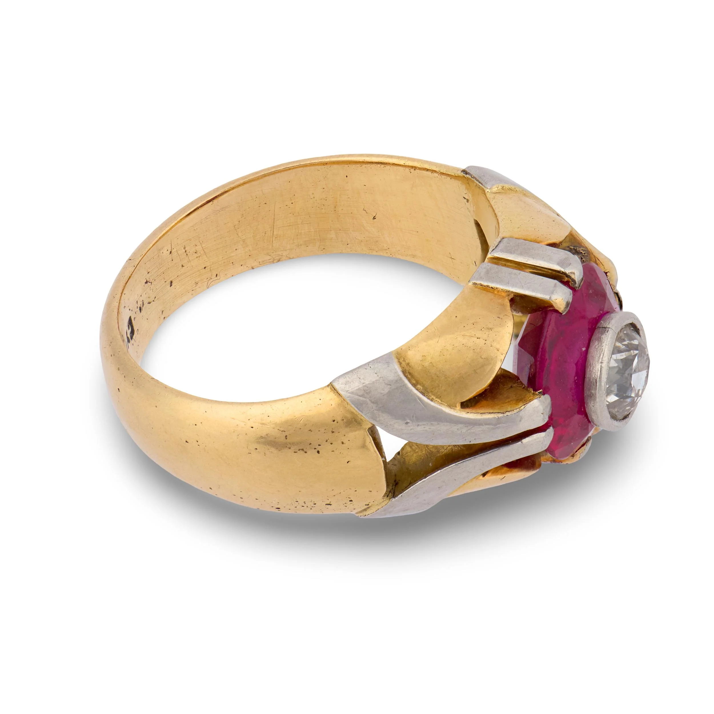 Edwardian 18k Diamond & Ruby Engagement Ring .40ct - Image 3