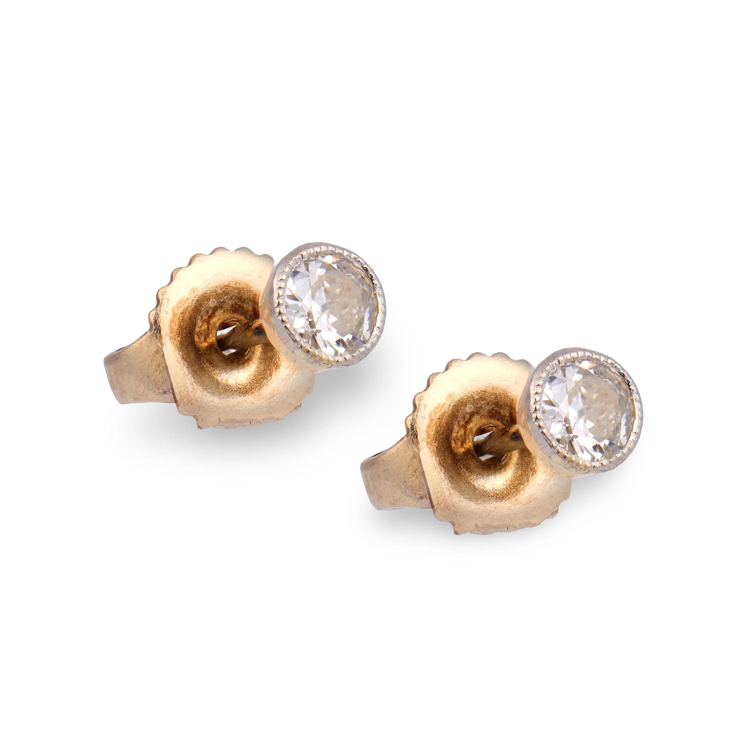Edwardian 18k Diamond Stud Earrings - Image 2