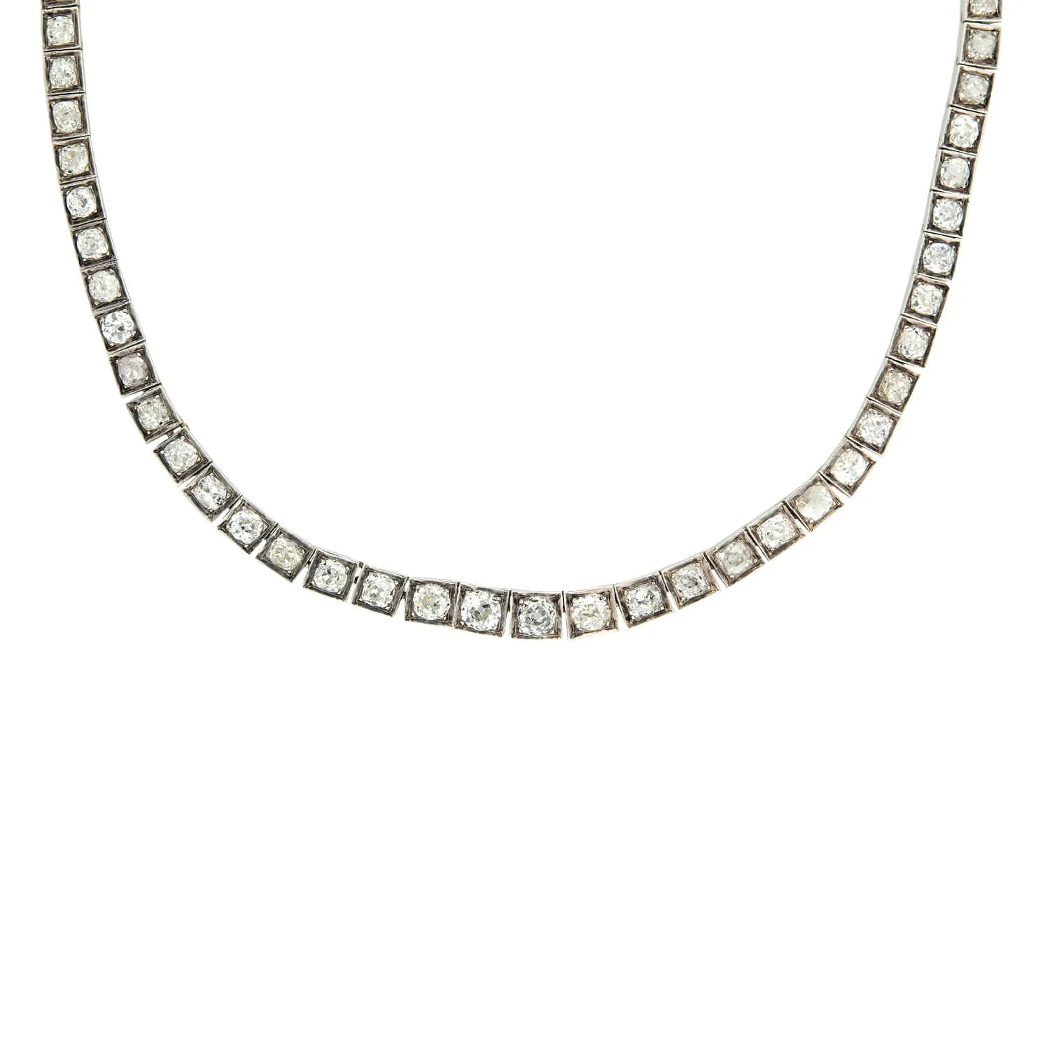 Edwardian 18k French Diamond Riviera Necklace 20.53ctw - Image 2