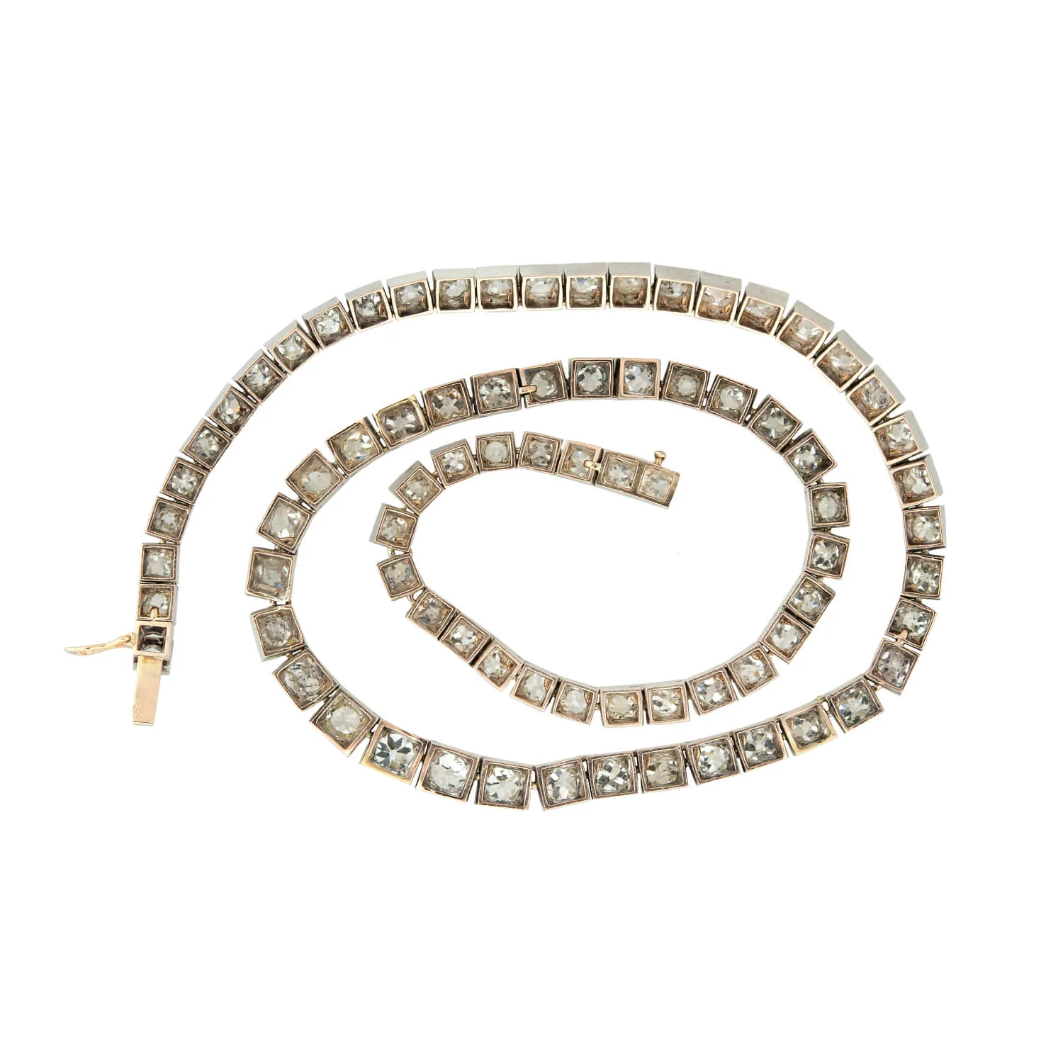 Edwardian 18k French Diamond Riviera Necklace 20.53ctw - Image 4