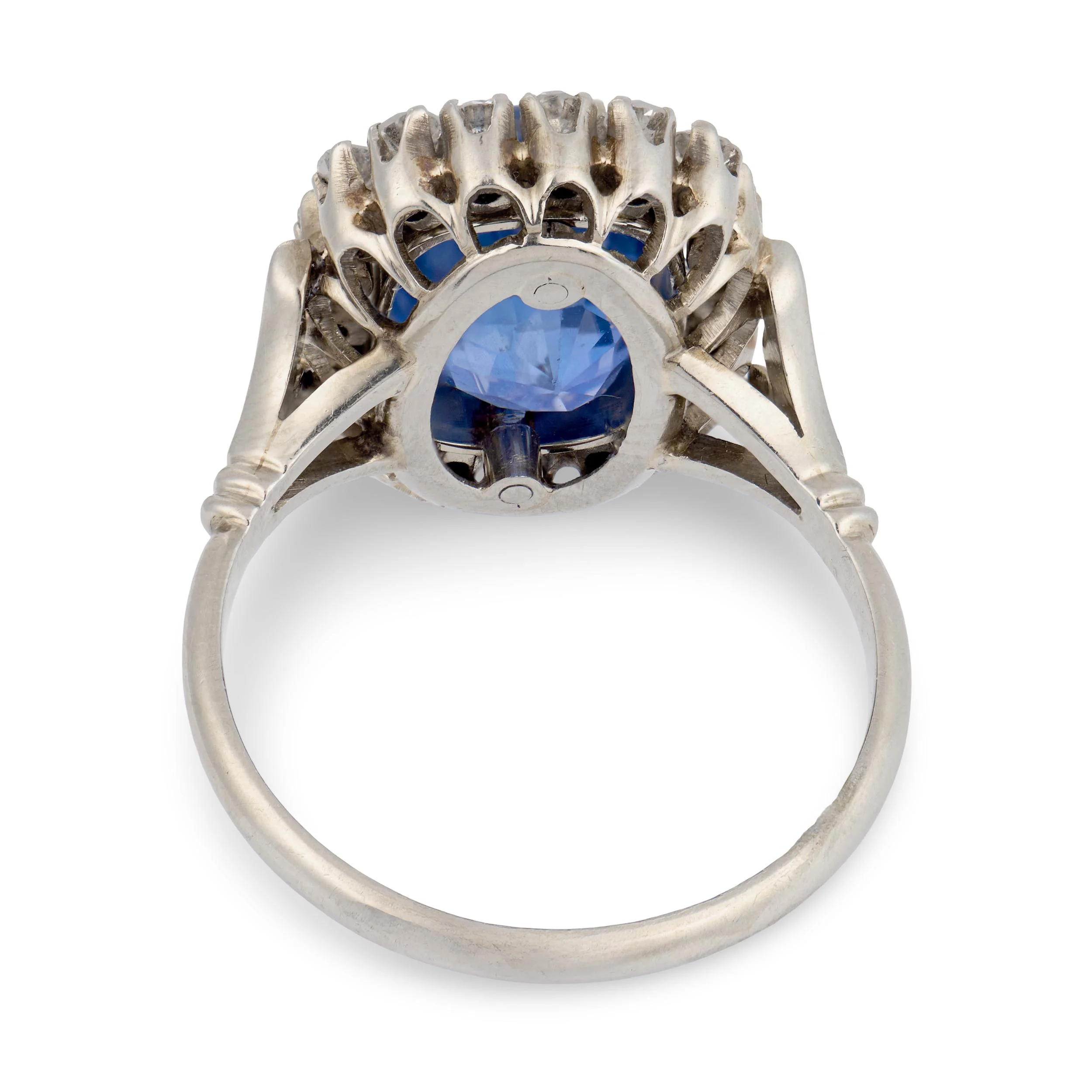Edwardian 18k GIA No Heat Ceylon Sapphire 5.93ct & Diamond Ring - Image 5