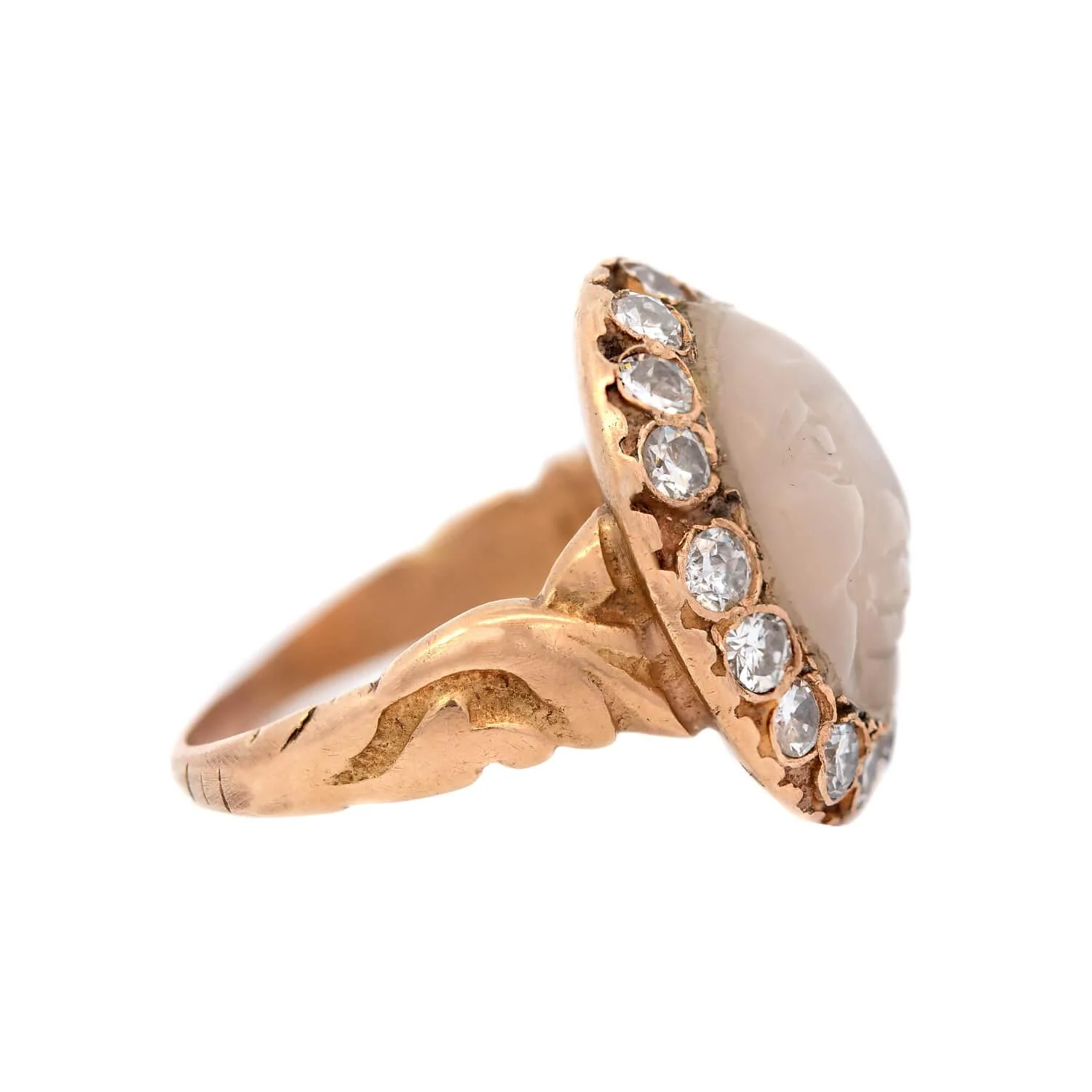 Edwardian 18k Moonstone and Diamond Man In The Moon Ring - Image 3