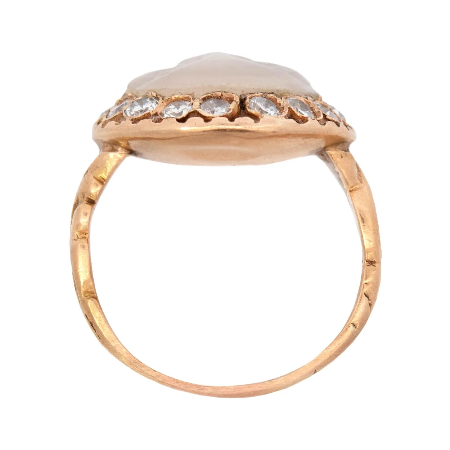 Edwardian 18k Moonstone and Diamond Man In The Moon Ring - Image 4