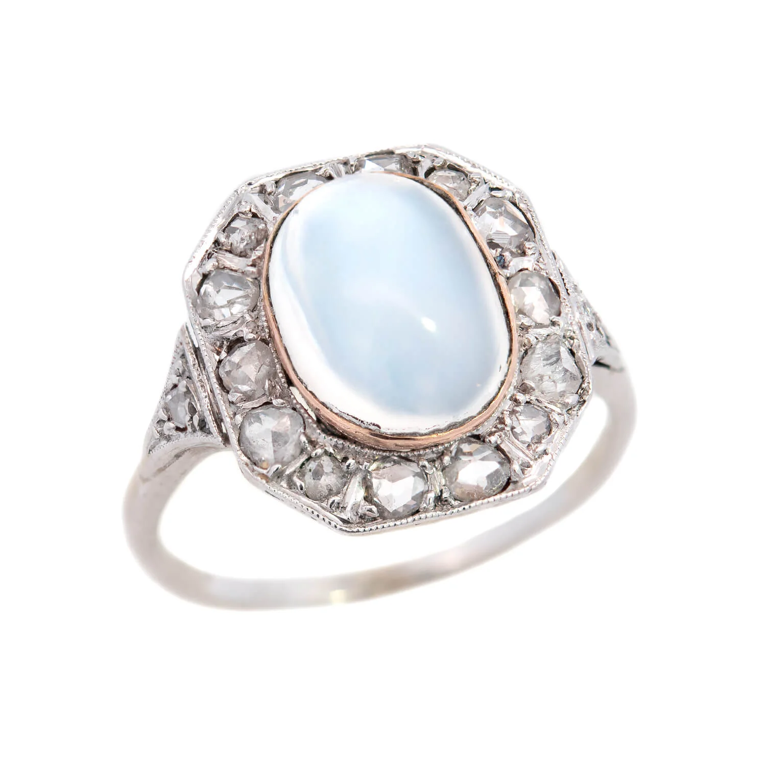 Edwardian 18k Moonstone and Diamond Ring - Image 4