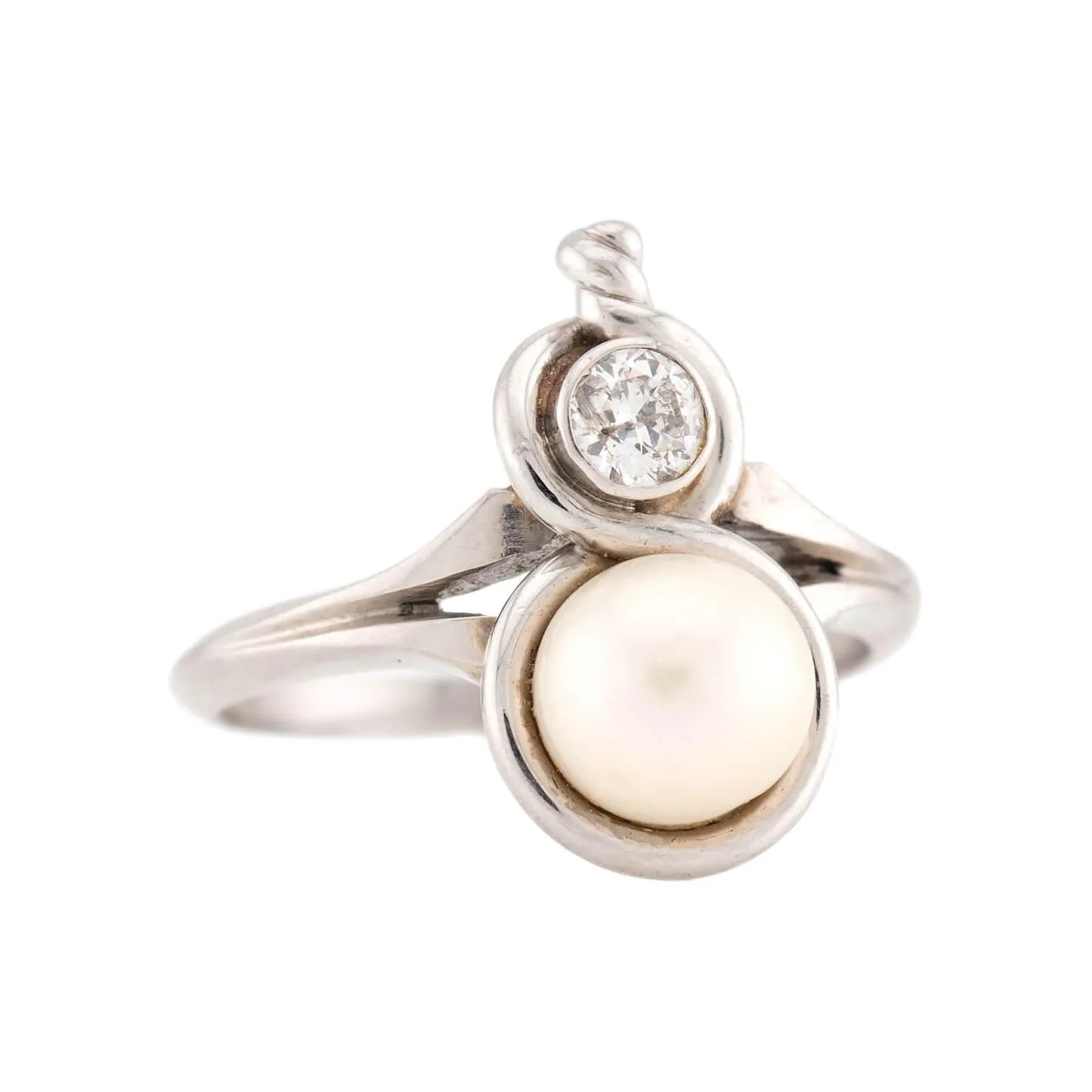 Edwardian 18k Pearl & Diamond Ring - Image 2