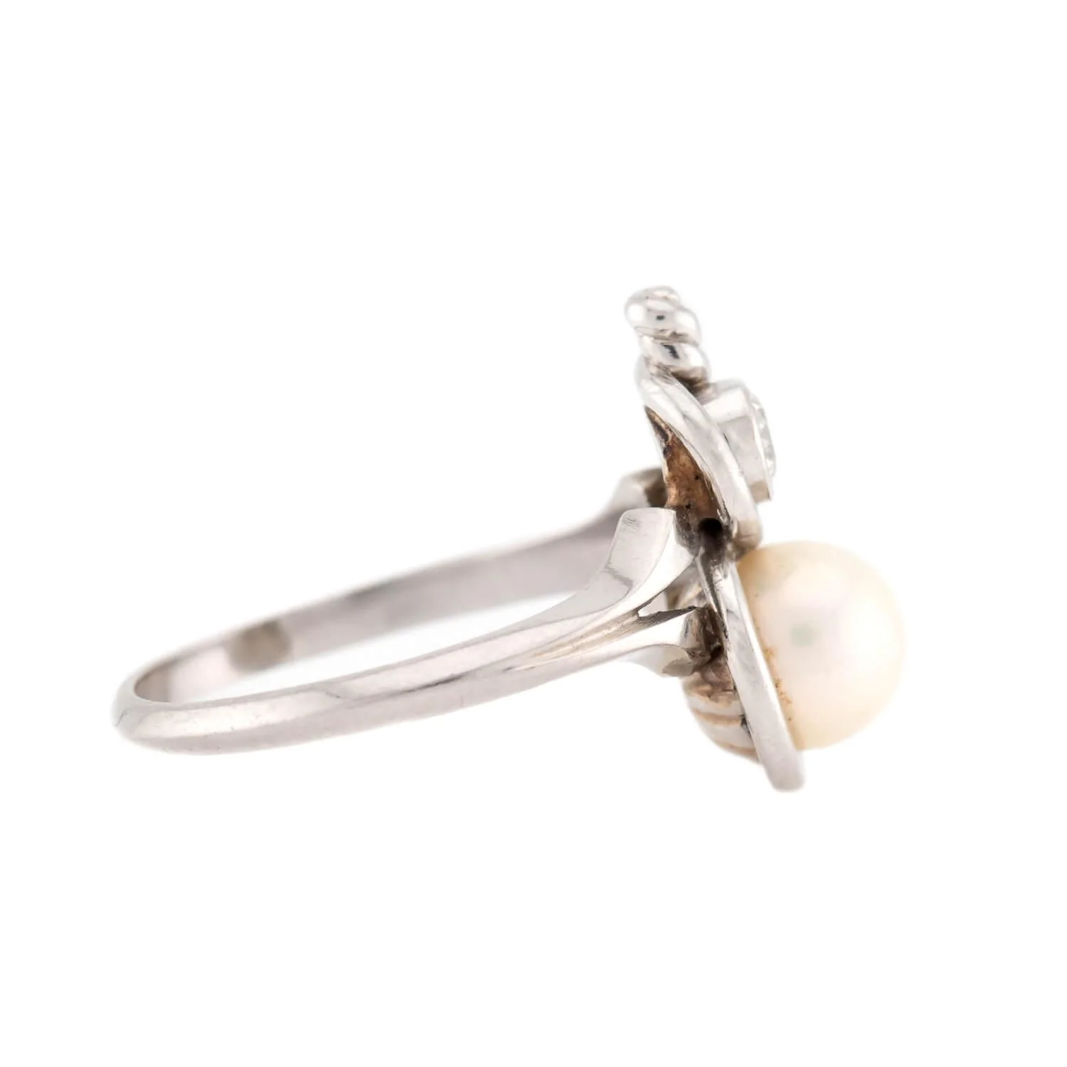 Edwardian 18k Pearl & Diamond Ring - Image 3