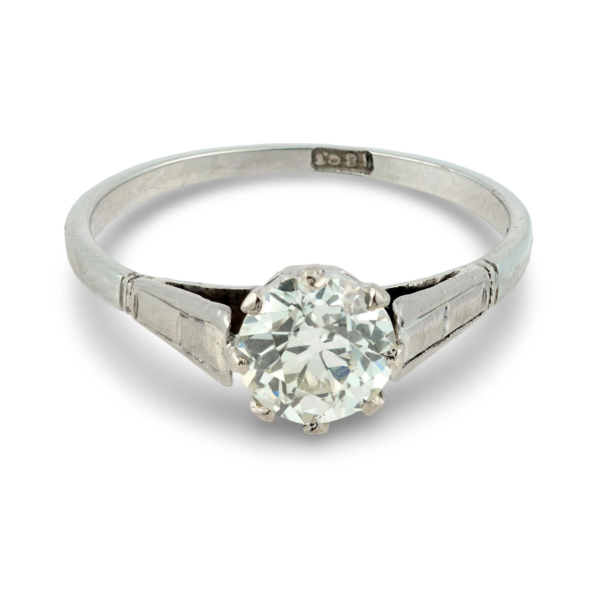 Edwardian 18k/Platinum Diamond Engagement Ring 1.02ct - Image 2