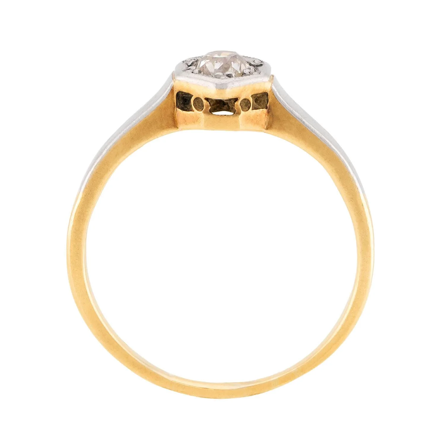 Edwardian 18k & Platinum Diamond Engagement Ring .20ct - Image 4